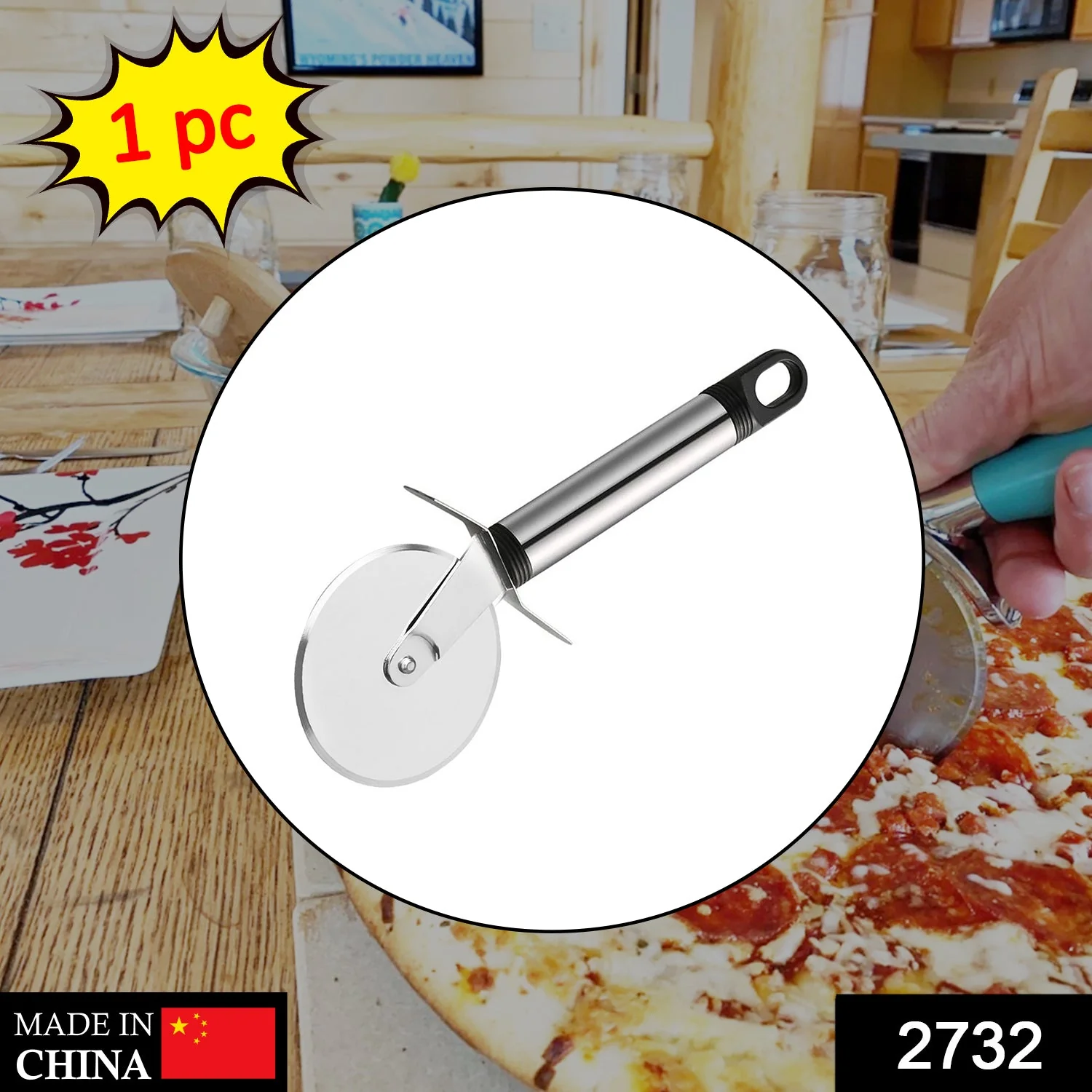 Stainless Steel Pizza Cutter, Pastry Cake Slicer, Sharp, Wheel Type - Image 2
