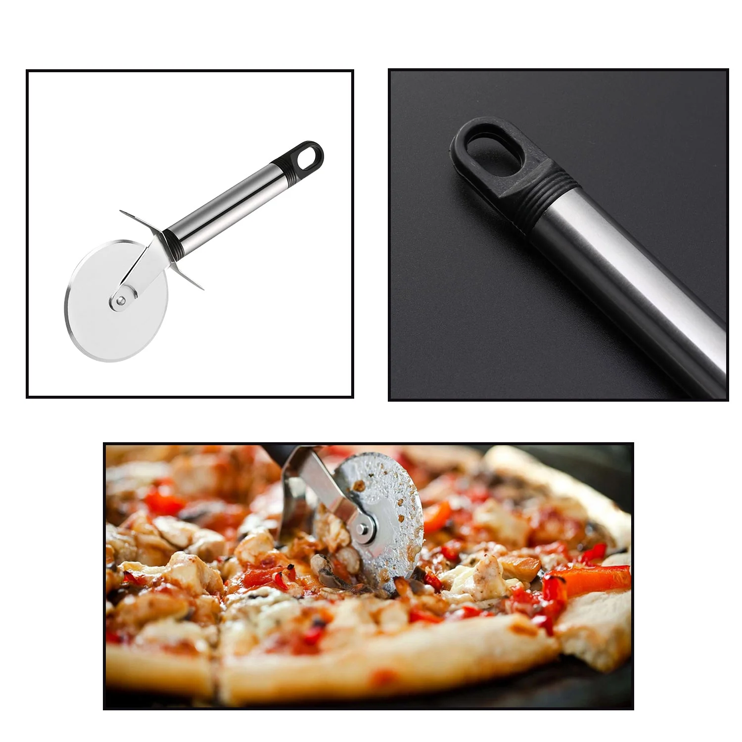 Stainless Steel Pizza Cutter, Pastry Cake Slicer, Sharp, Wheel Type - Image 3