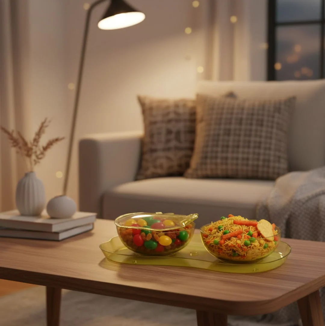 Apple Shape Tray Bowl Used For Serving Snacks And Various Food Stuffs. - Image 4