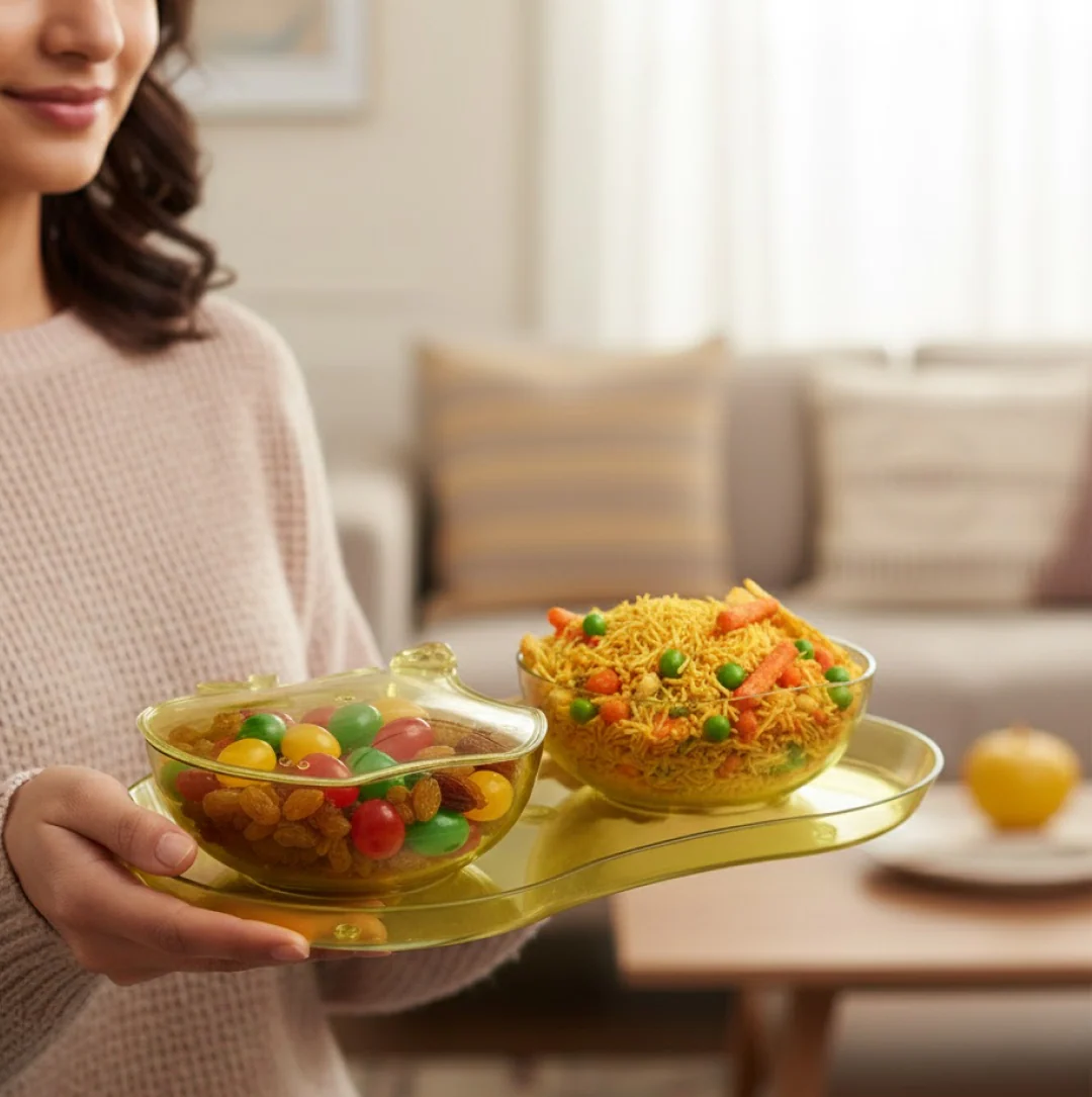 Apple Shape Tray Bowl Used For Serving Snacks And Various Food Stuffs. - Image 5
