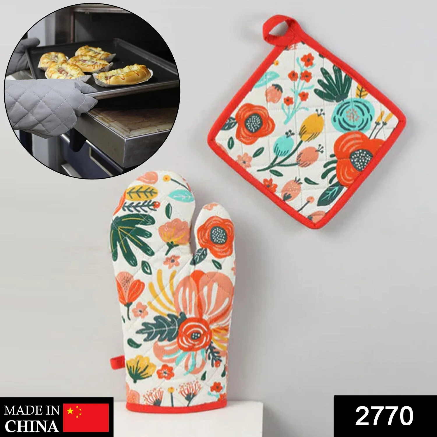 Professional Cotton Oven Mitt gloves - Image 2