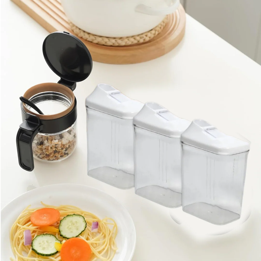 Kitchen Storage Jars & Container Set 3pc , Transparent Jar Set For home & Kitchen Use - Image 5