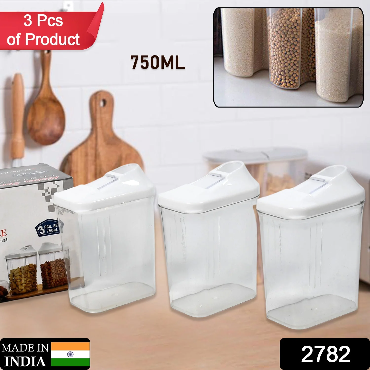 Kitchen Storage Jars & Container Set 3pc , Transparent Jar Set For home & Kitchen Use - Image 7