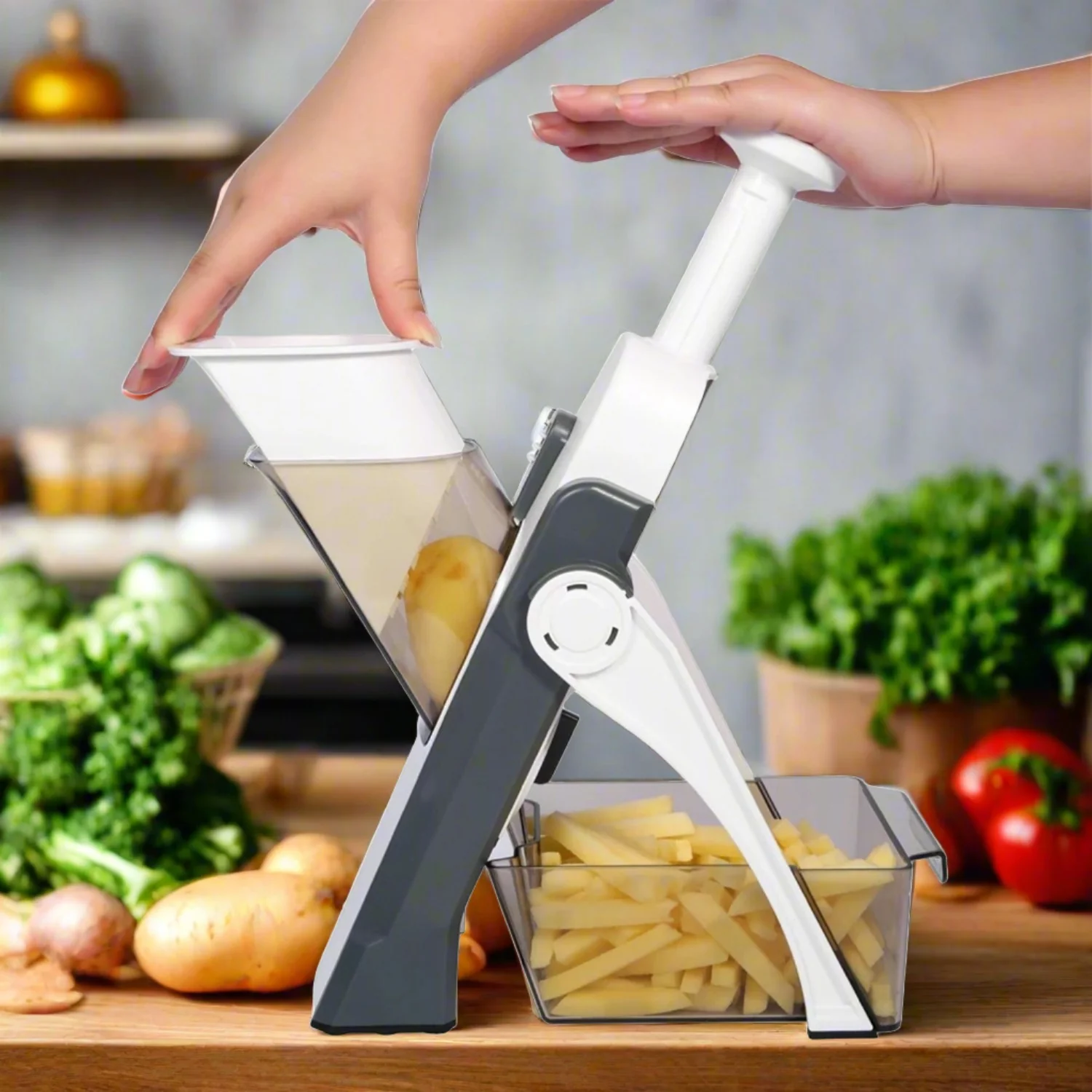 Multi functional Time Saving Adjustable Hand Press Vegetables Chopper - Image 5