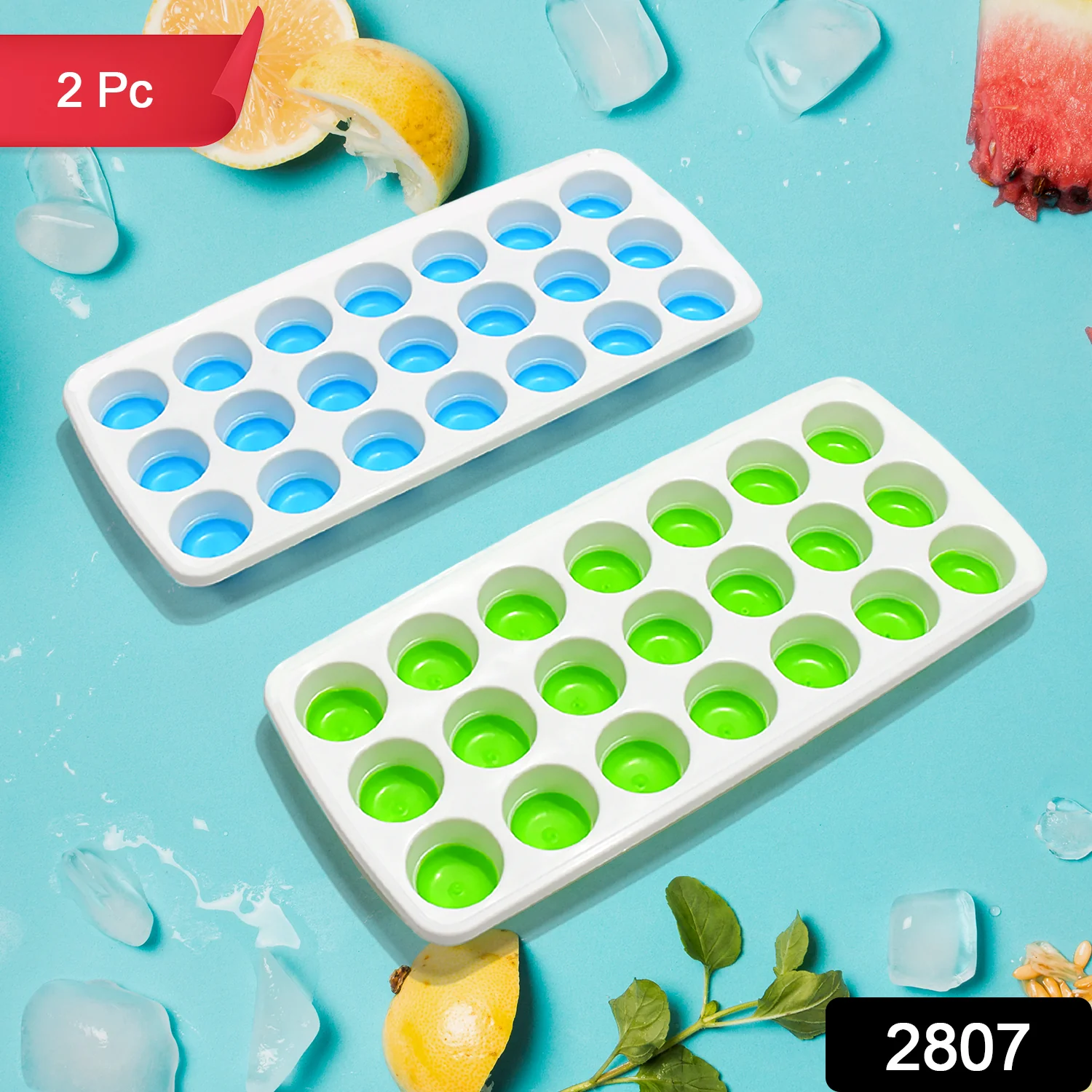 21 Cavity Up Ice Cube Trays-Easy Release Food  Grade  (2 Pc Set) - Image 2