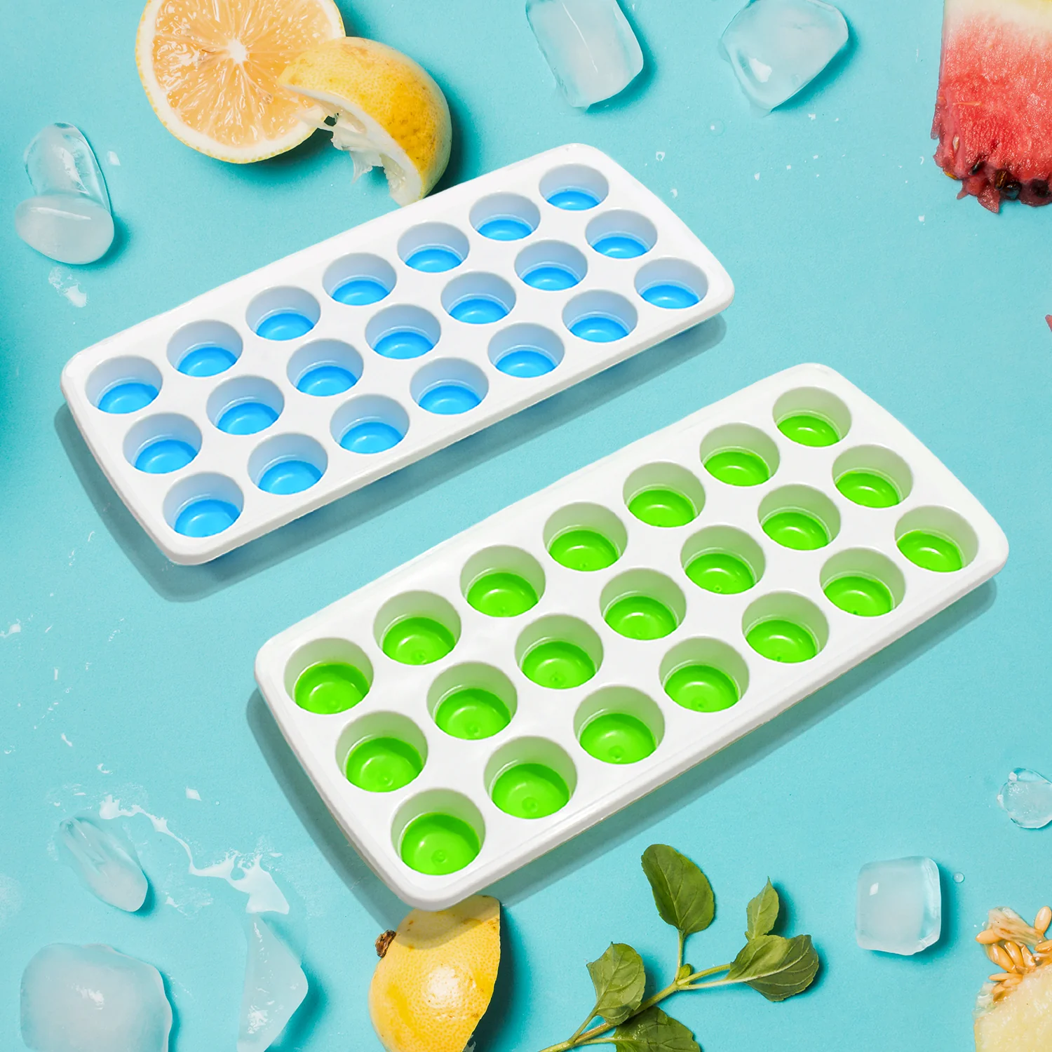 21 Cavity Up Ice Cube Trays-Easy Release Food  Grade  (2 Pc Set) - Image 3