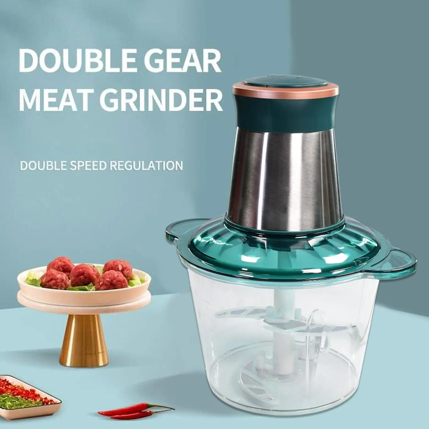 Stainless Steel Electric Meat Grinders with Bowl for Food Chopping Meat & Vegetable - Image 3