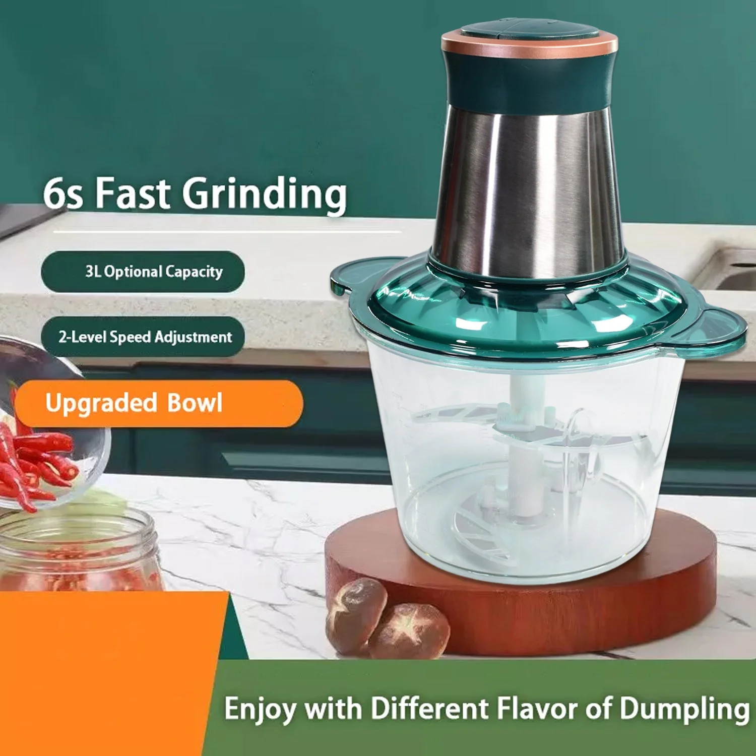 Stainless Steel Electric Meat Grinders with Bowl for Food Chopping Meat & Vegetable - Image 6