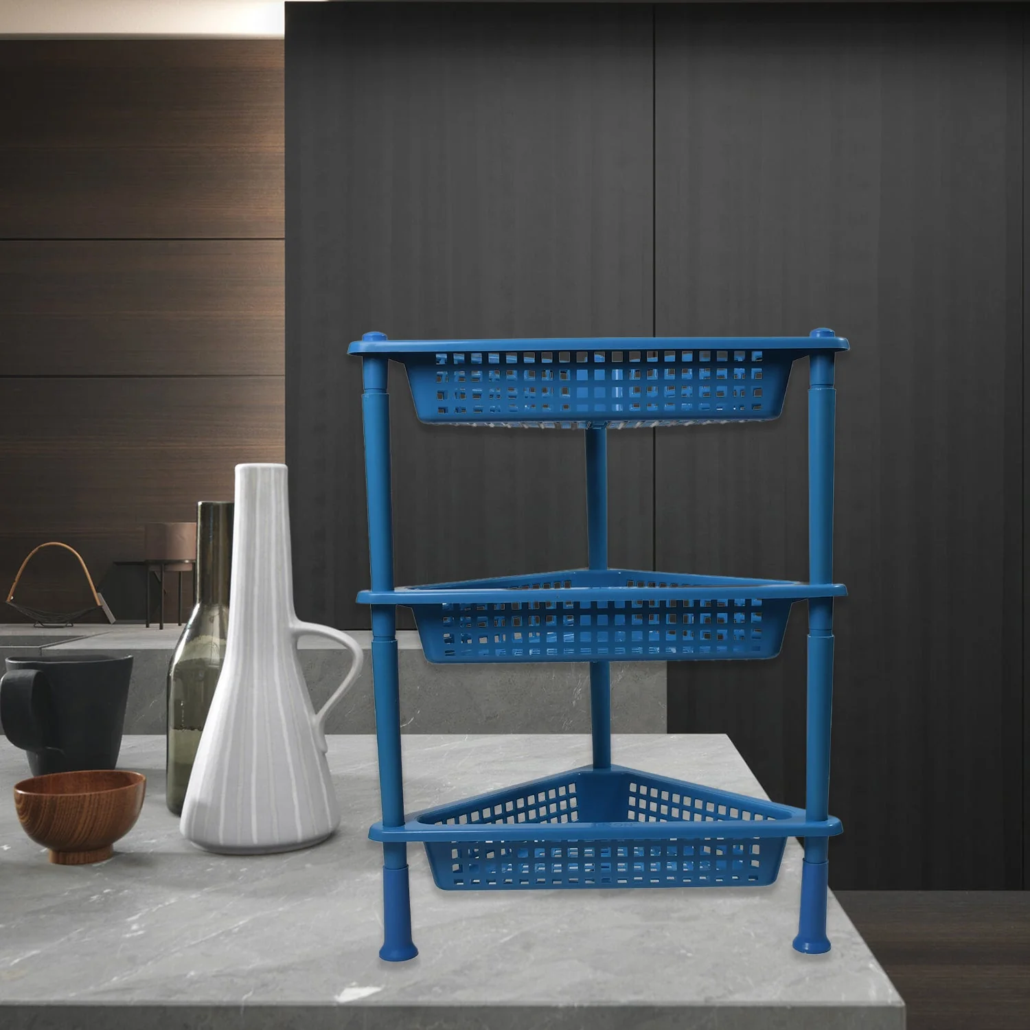 Triangle 3-Tier Plastic Storage Rack for Kitchen, Bathroom & Office - Image 6