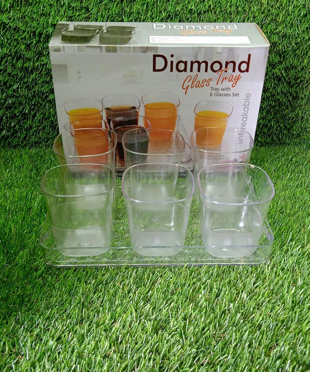 6pc Glasses With tray Plastic Glass Set - Image 8