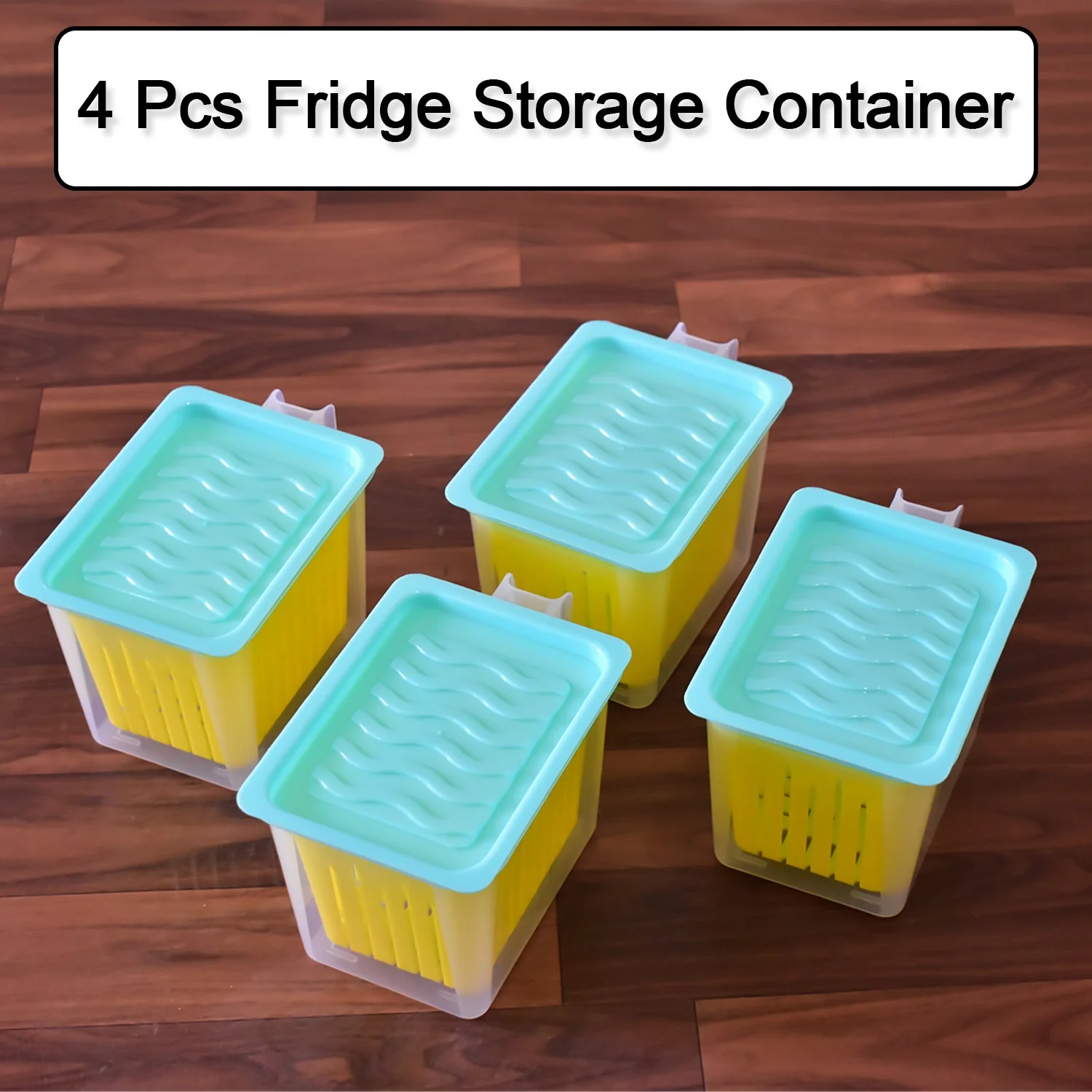 Fridge Storage Containers with Handle – Plastic Kitchen Storage (4 Pcs Set) - Image 3