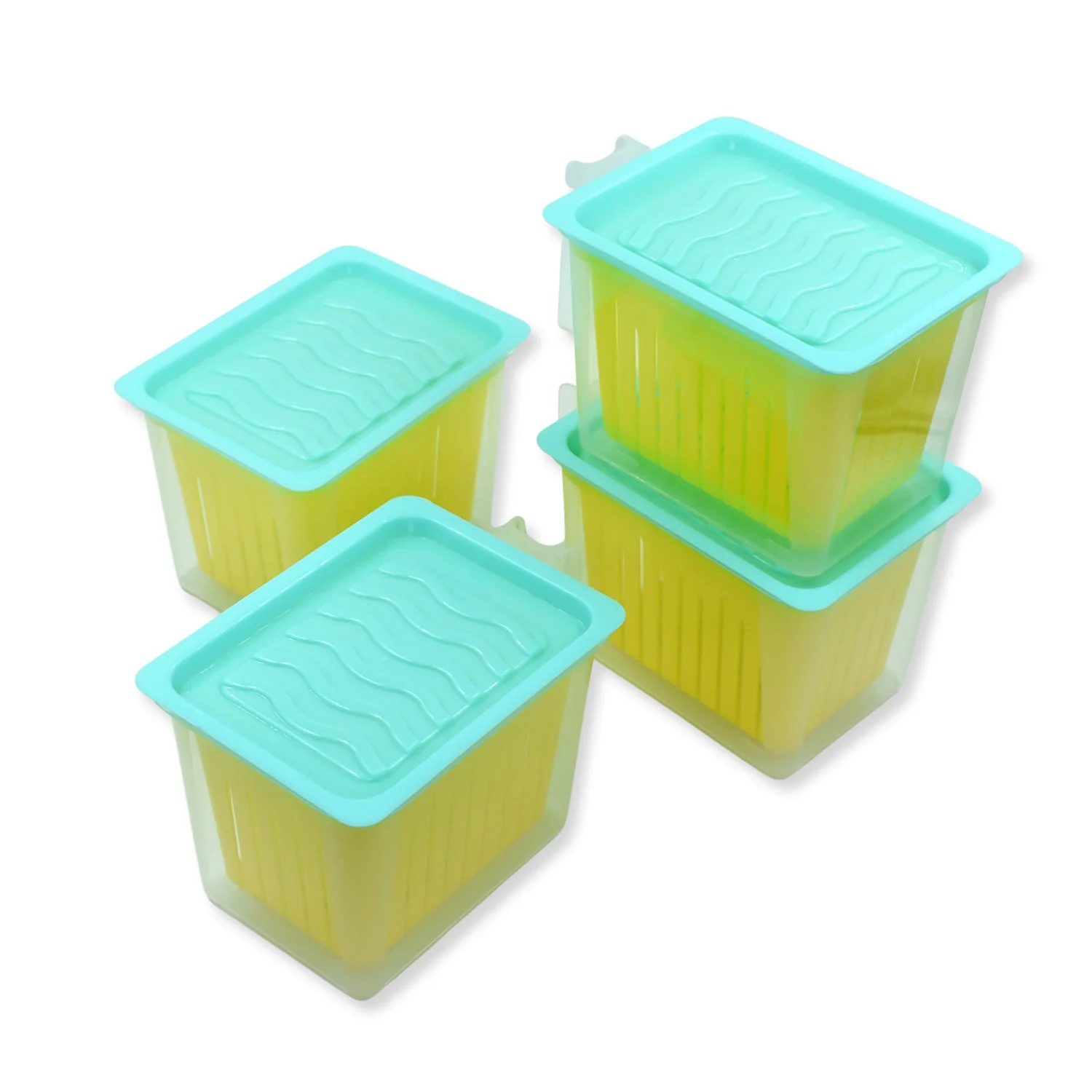 Fridge Storage Containers with Handle – Plastic Kitchen Storage (4 Pcs Set) - Image 5