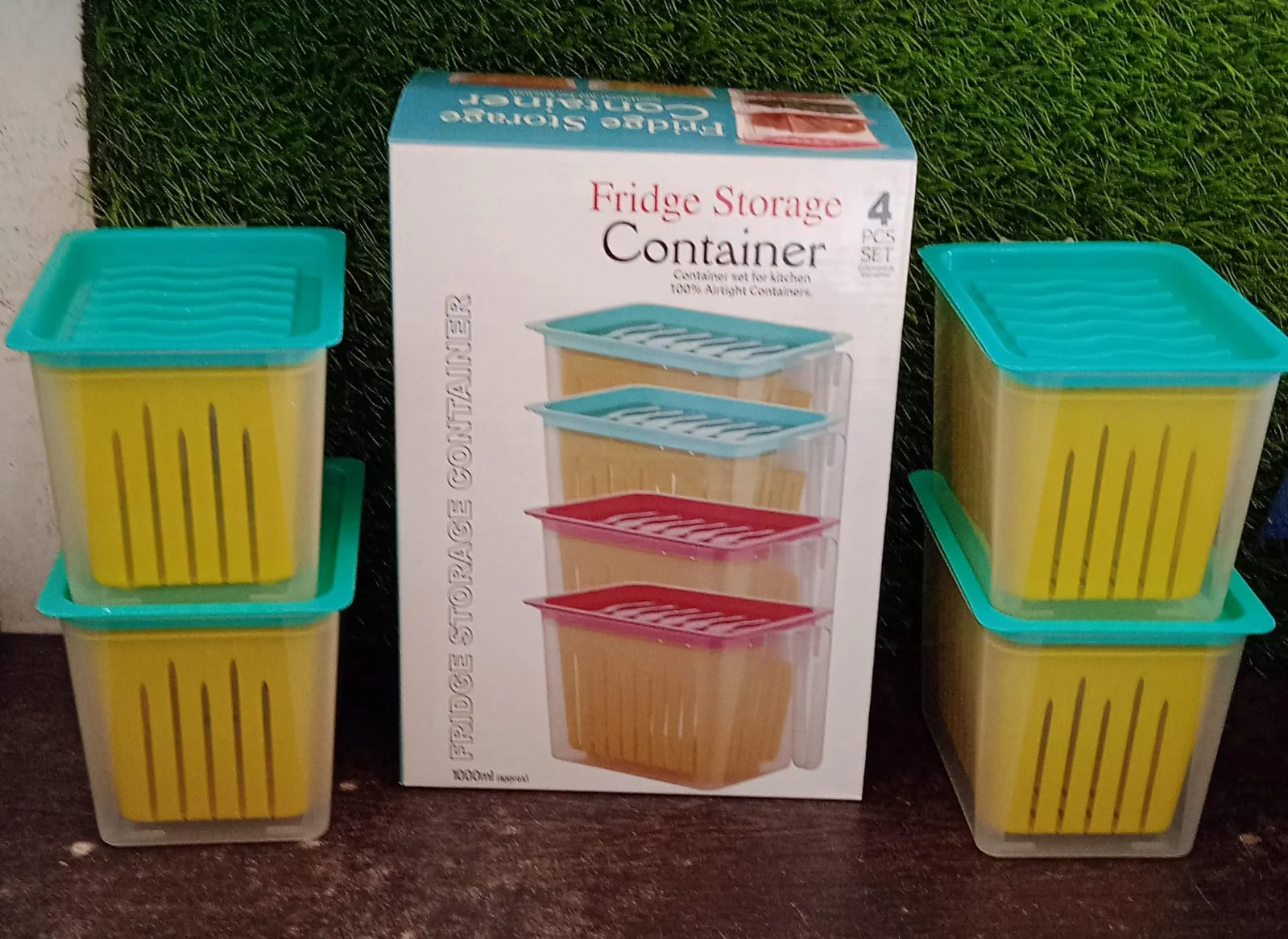 Fridge Storage Containers with Handle – Plastic Kitchen Storage (4 Pcs Set) - Image 8