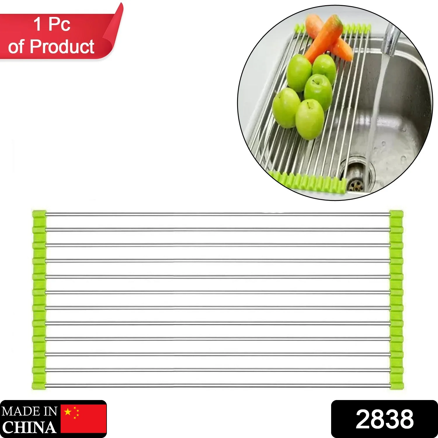 FOLDABLE DRAIN RACK KITCHEN SINK ROLL UP DISH DRYING RACK PORTABLE DISH RACK - Image 2
