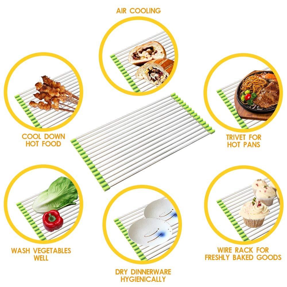 FOLDABLE DRAIN RACK KITCHEN SINK ROLL UP DISH DRYING RACK PORTABLE DISH RACK - Image 6