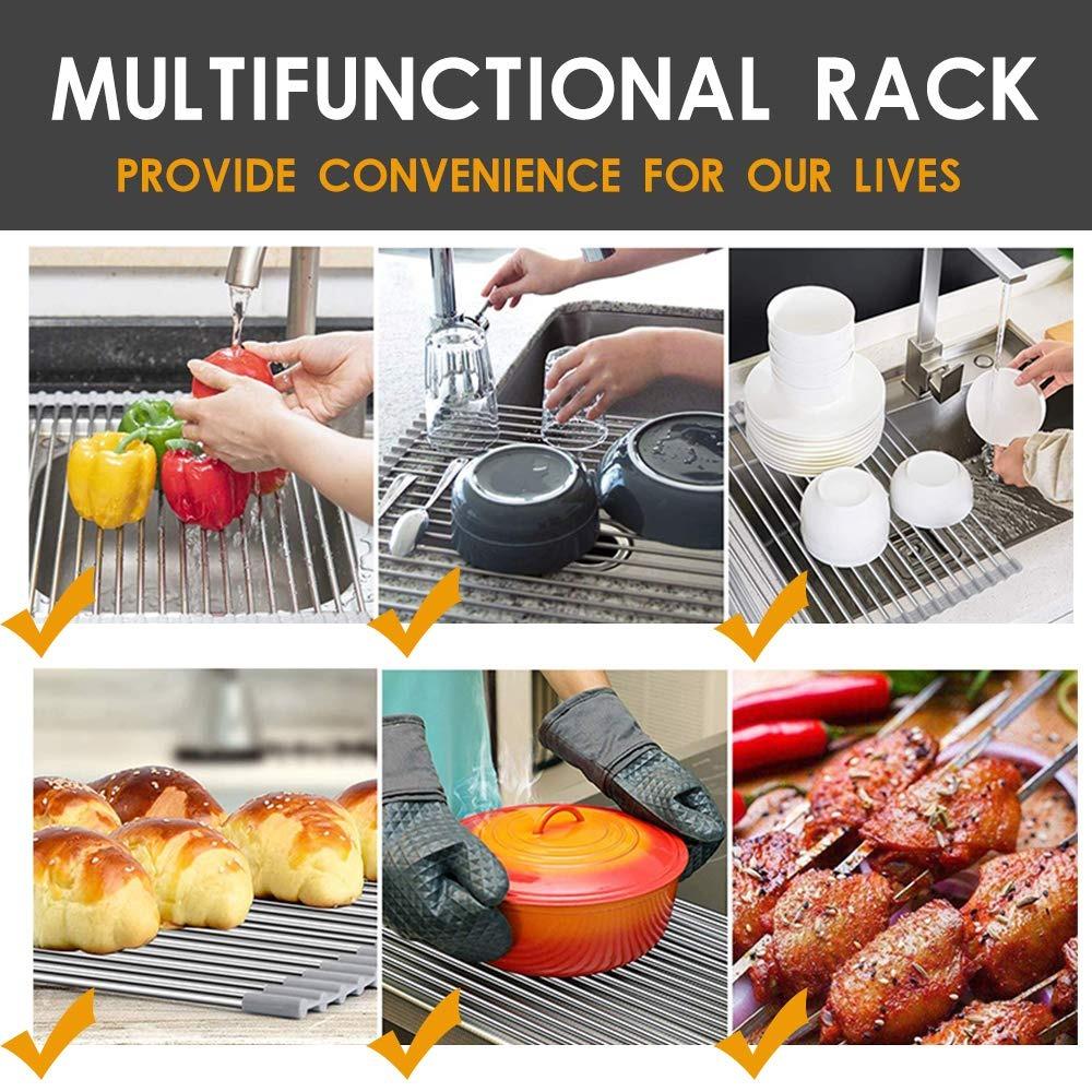 FOLDABLE DRAIN RACK KITCHEN SINK ROLL UP DISH DRYING RACK PORTABLE DISH RACK - Image 7