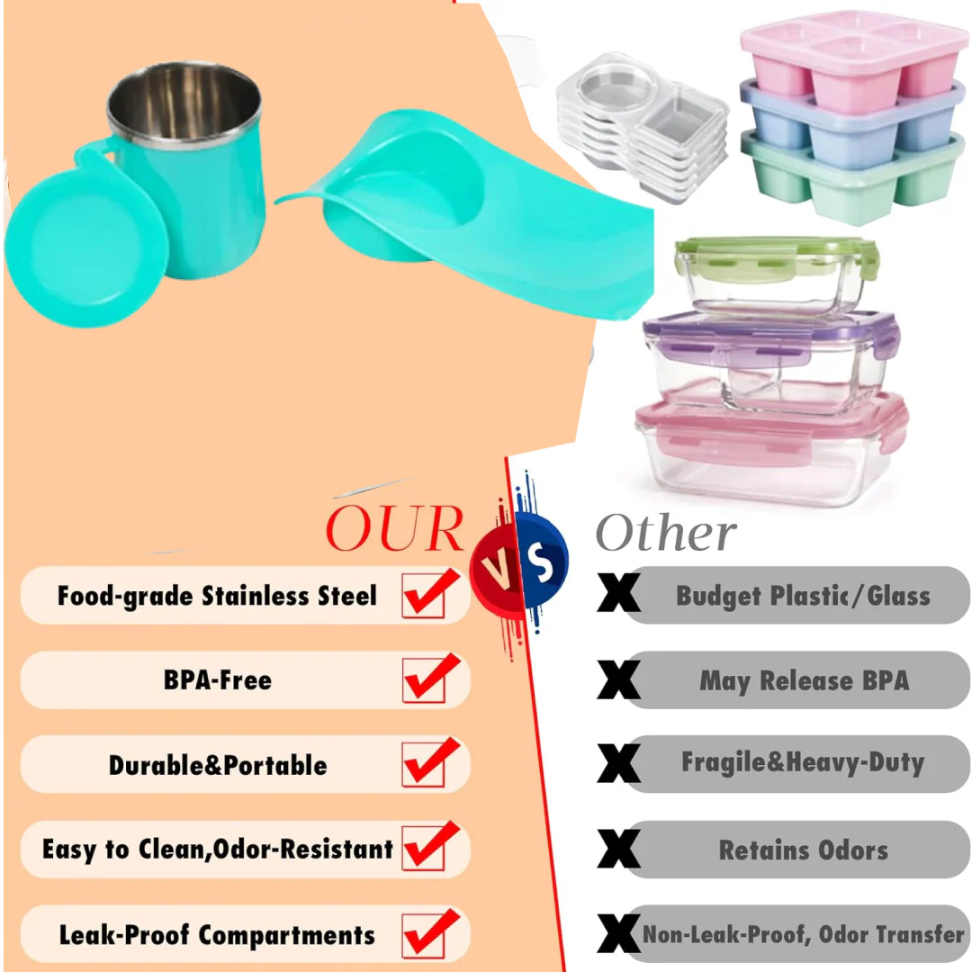 Snack Tray with 350ml Steel Cup for Kids & Home Use - Image 3