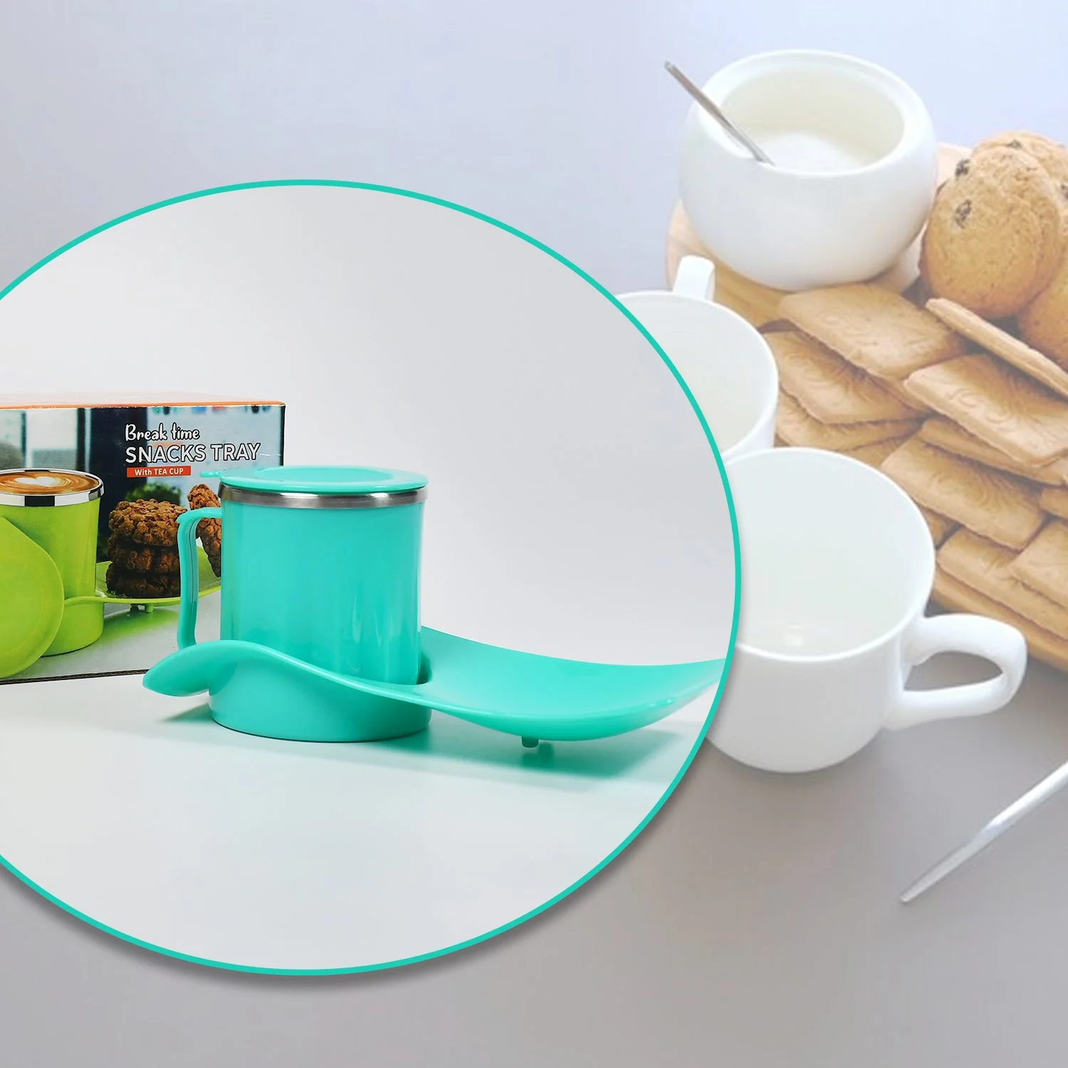 Snack Tray with 350ml Steel Cup for Kids & Home Use - Image 7