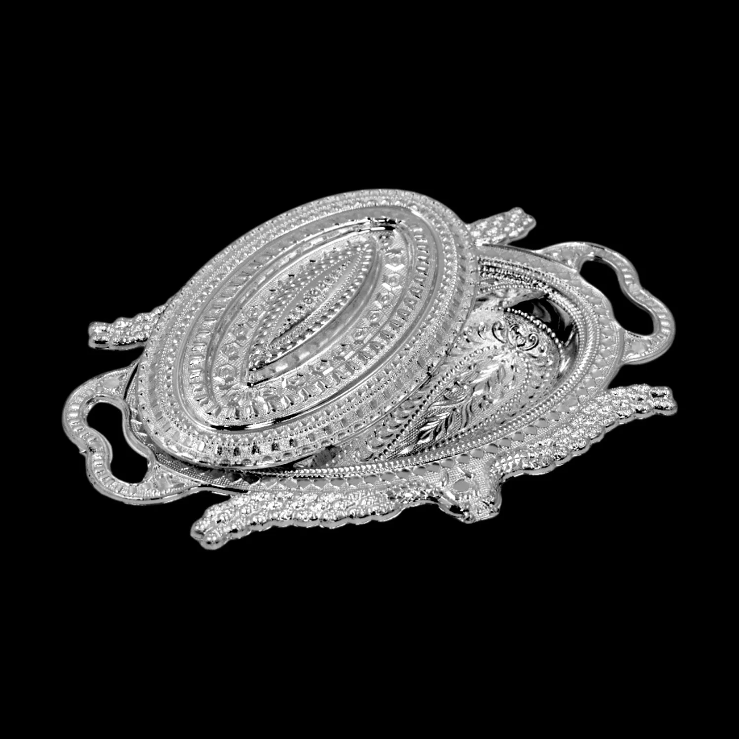 Plastic Peacock Dry Fruit Silver Finish Serving Tray - Image 6