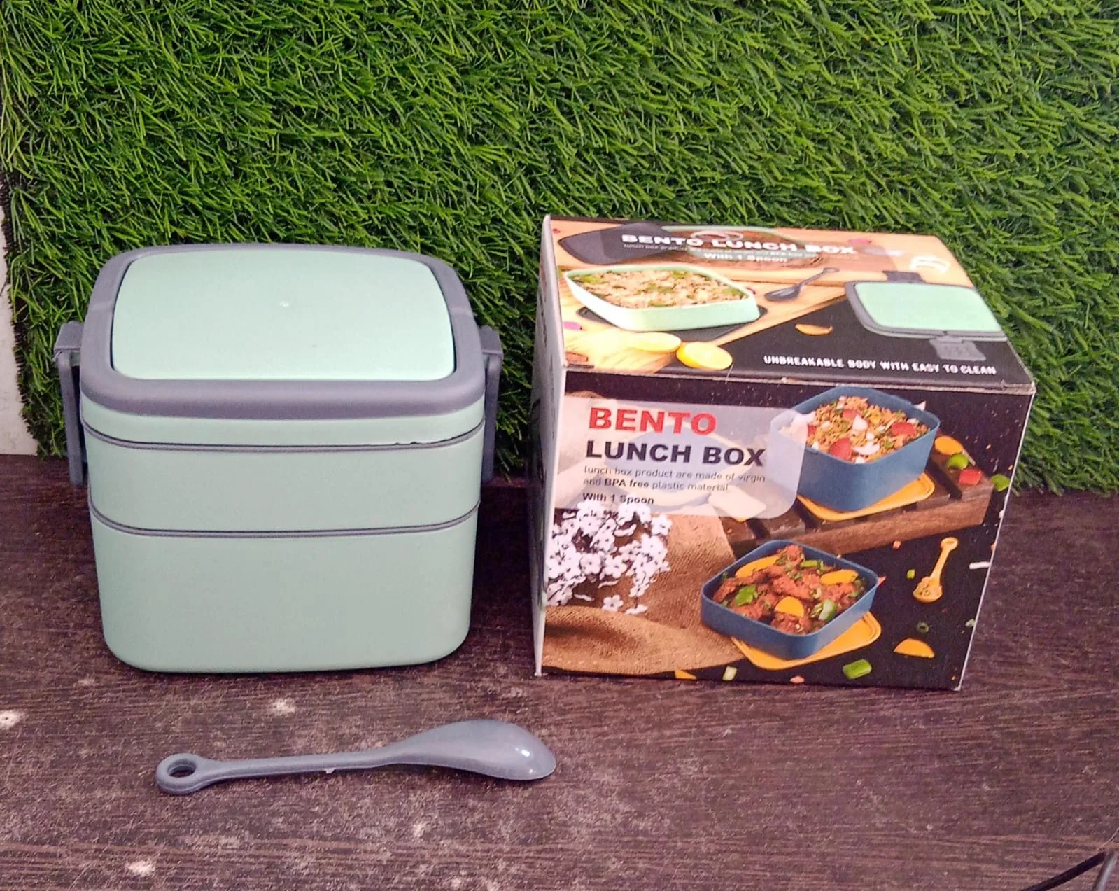 GREEN DOUBLE-LAYER PORTABLE LUNCH BOX - Image 11