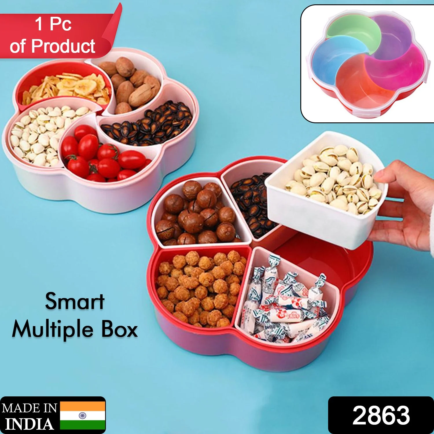 5Compartments Party Food Storage Snack Nuts Box - Image 2