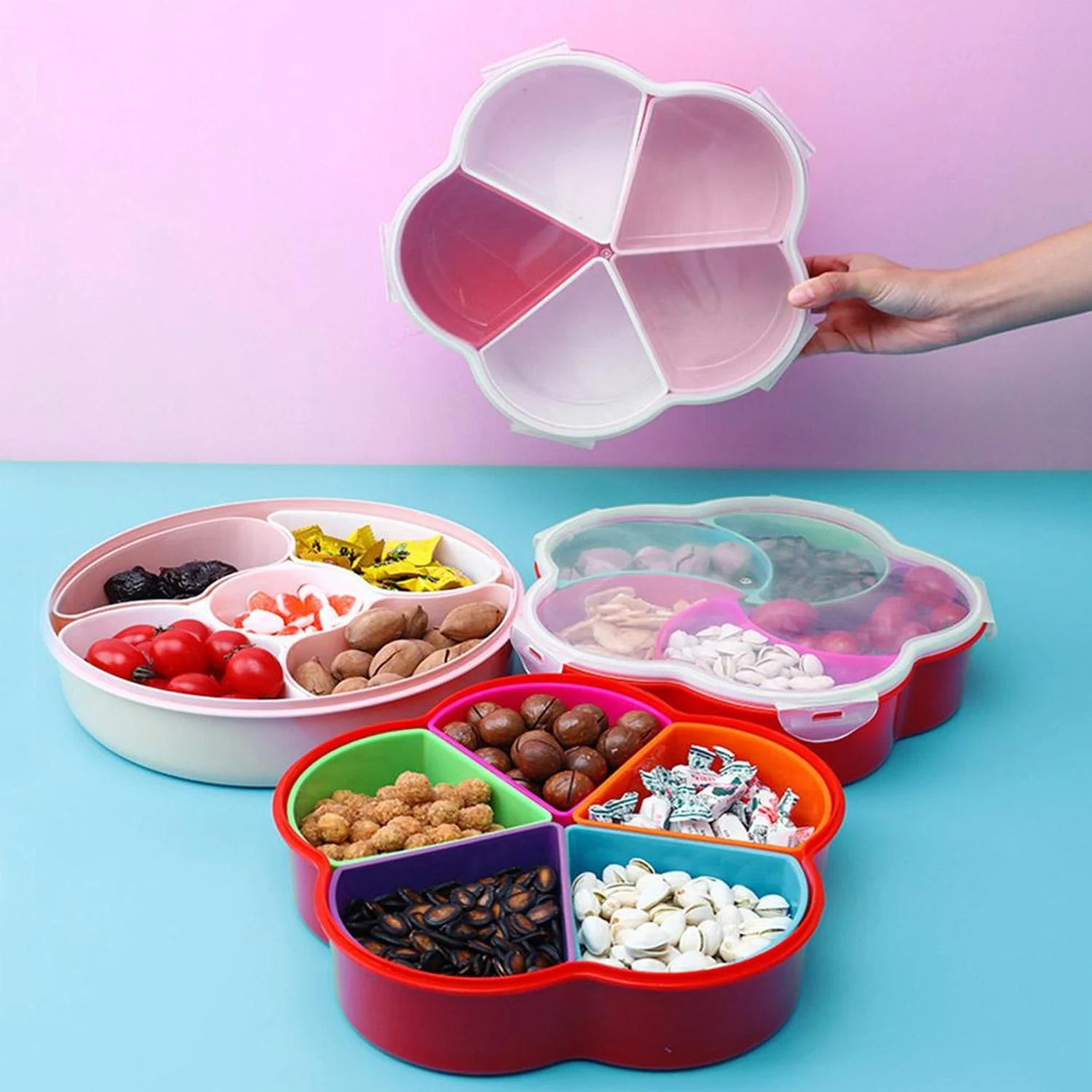 5Compartments Party Food Storage Snack Nuts Box - Image 3