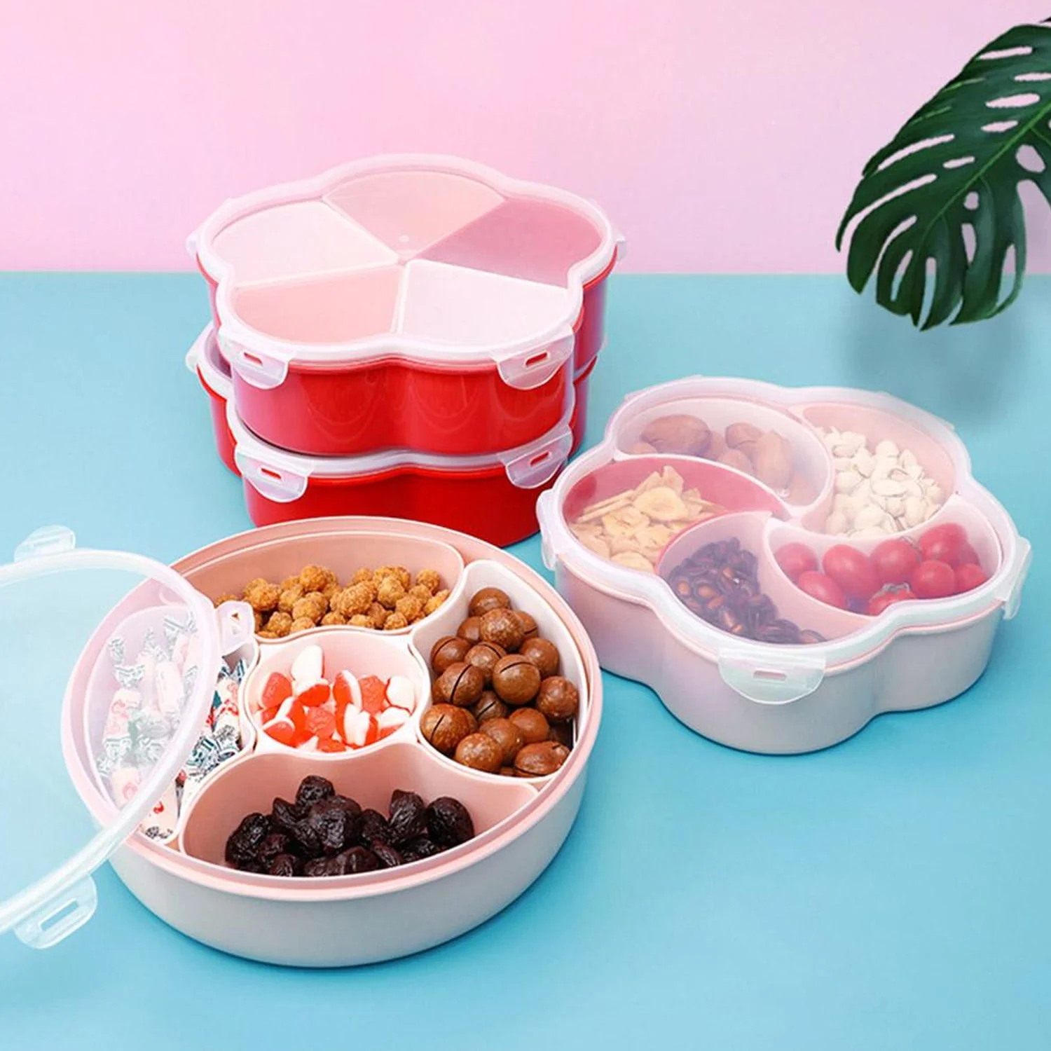 5Compartments Party Food Storage Snack Nuts Box - Image 4