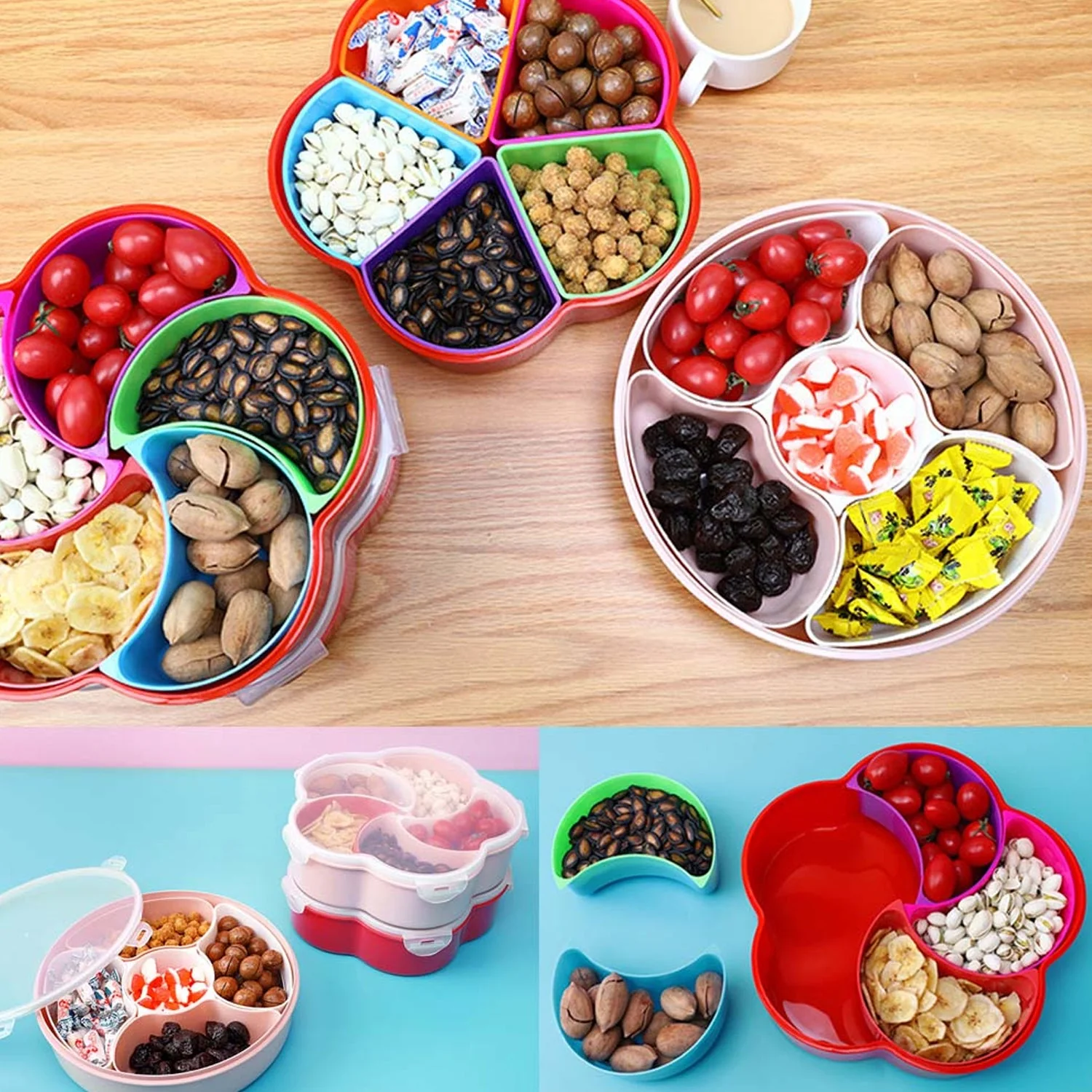 5Compartments Party Food Storage Snack Nuts Box - Image 6