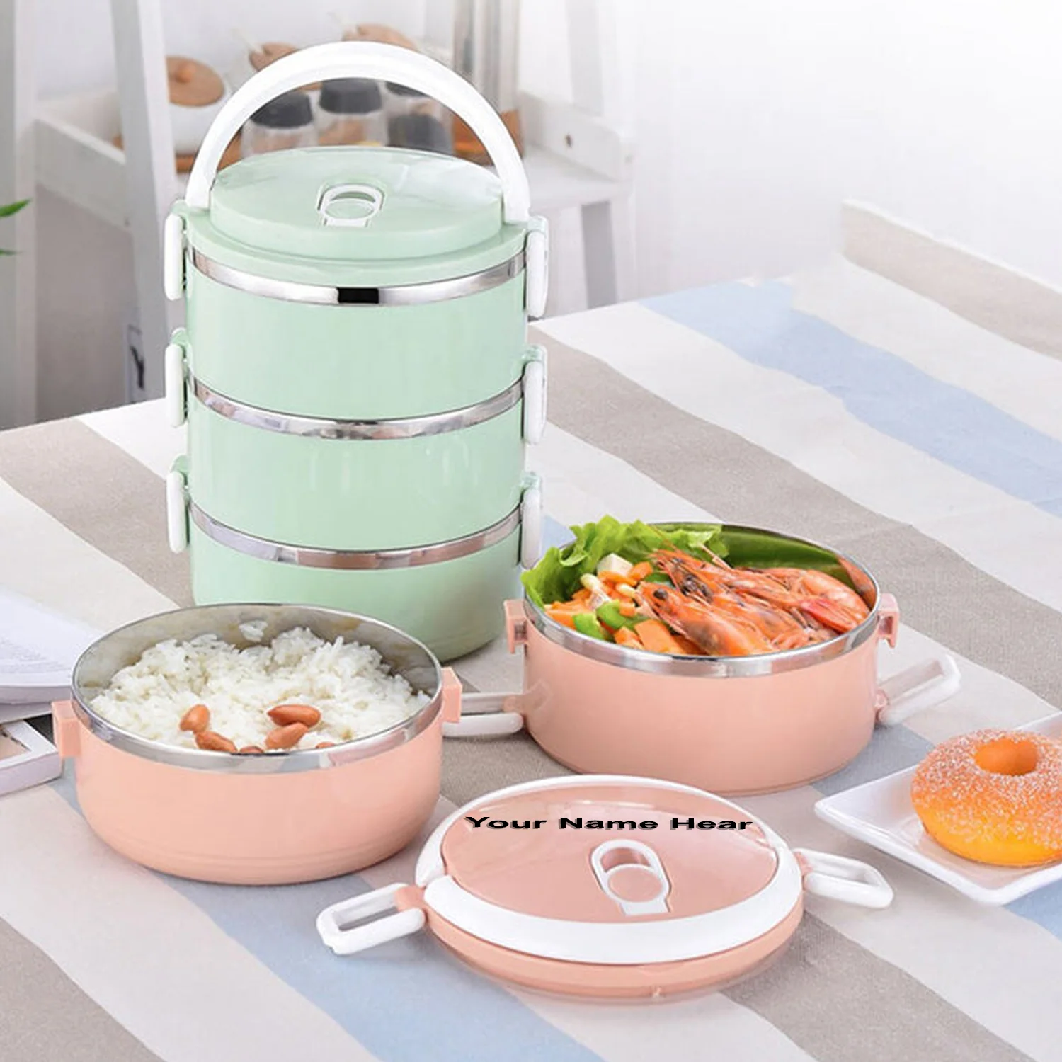 Customized Multi Layer Stainless Steel Hot Lunch Box (3 Layer) - Image 5