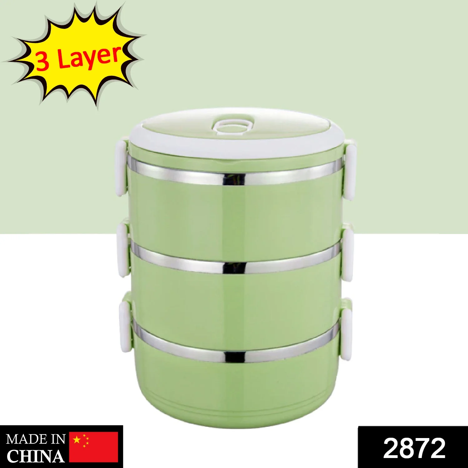 Multi Layer Stainless Steel Hot Lunch Box (3 Layer) - Image 2