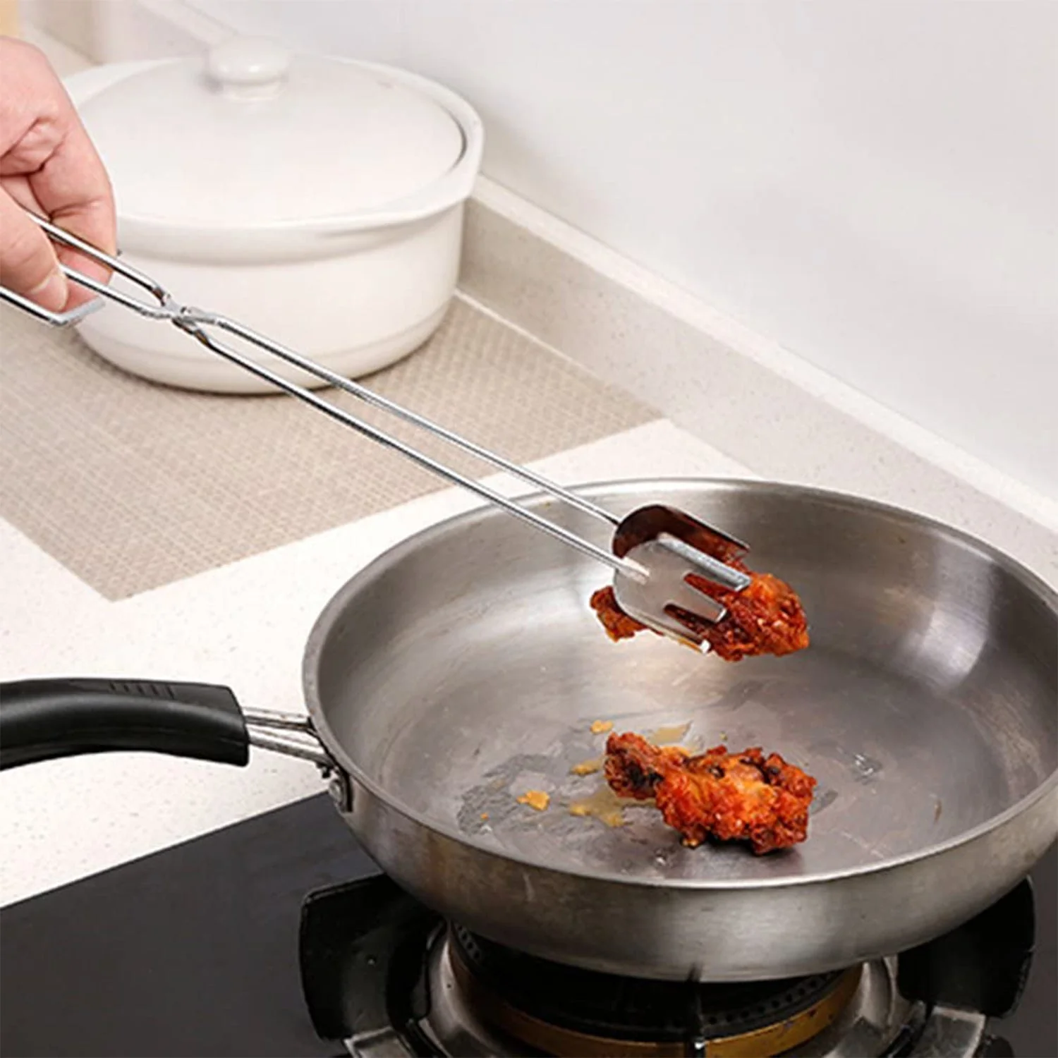 31cm Multi-Functional Metal BBQ Tongs for Serving (Clamp, Durable) - Image 3