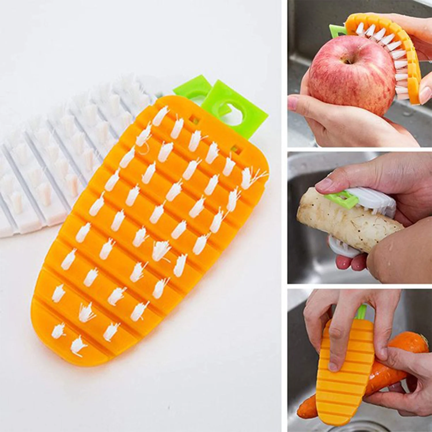 Vegetable Scrubbing Brush Non Toxic Fruit Brush Carrot Shape for Vegetables - Image 3