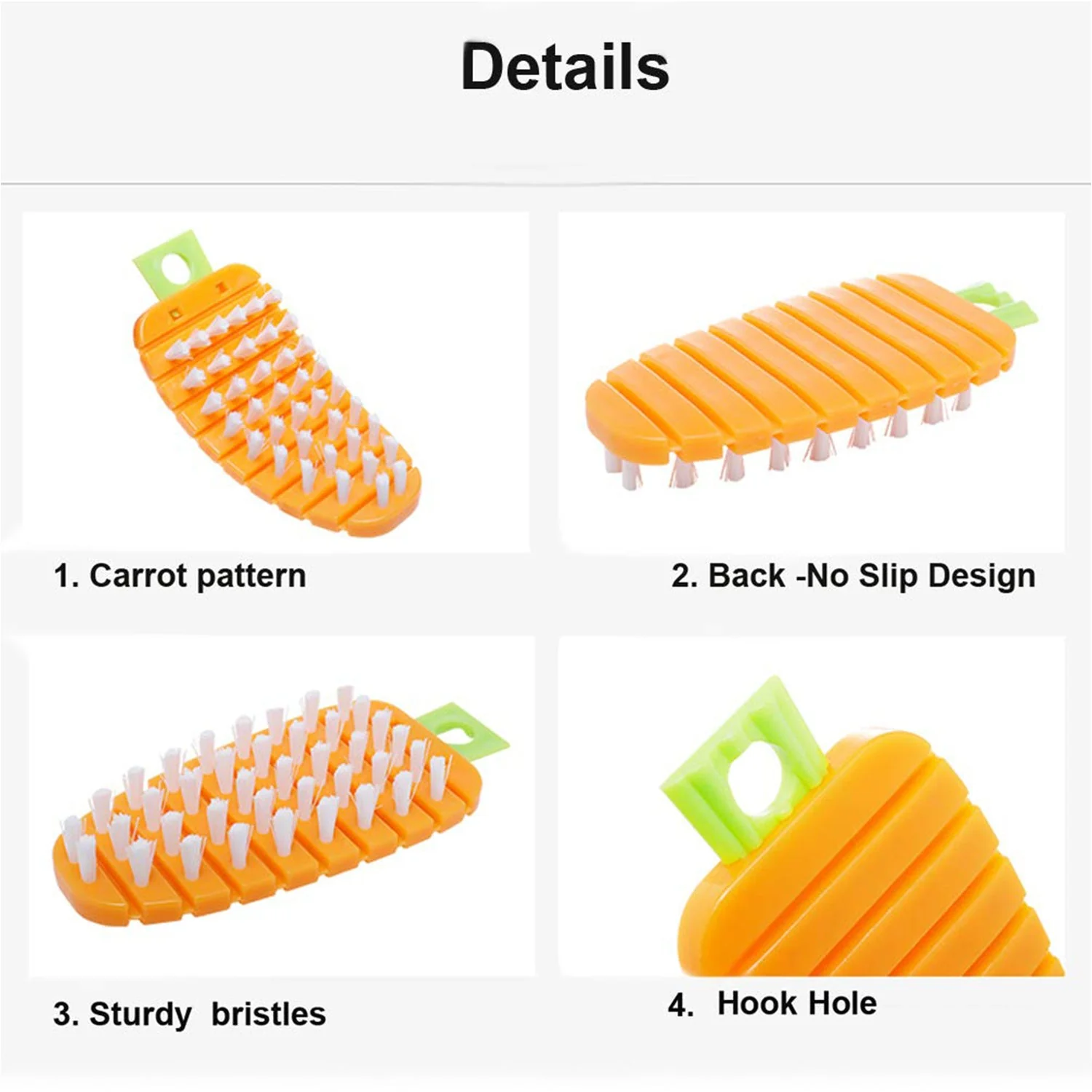 Vegetable Scrubbing Brush Non Toxic Fruit Brush Carrot Shape for Vegetables - Image 7