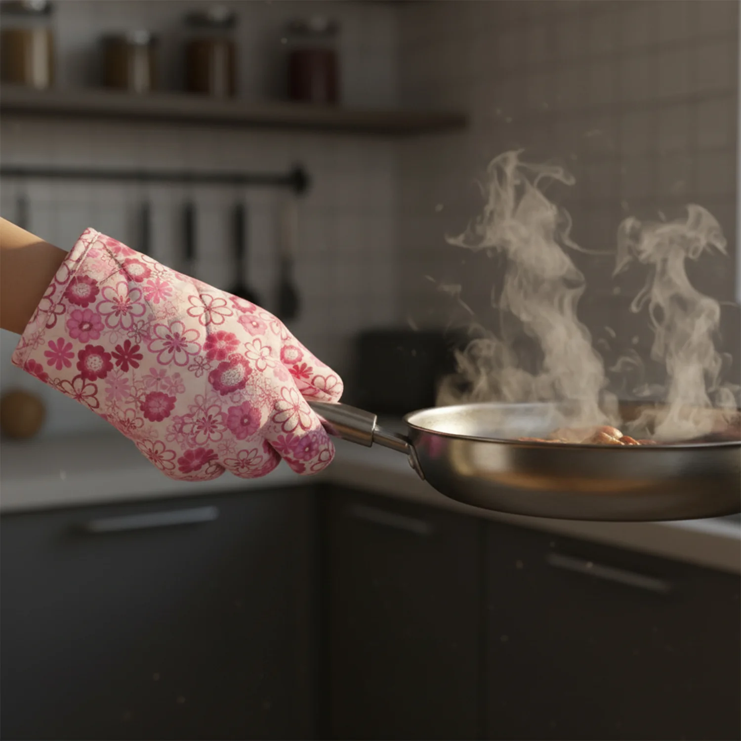 Designer Multicoloured Oven Mitt and Pot Holder (24 Cm) - Image 4