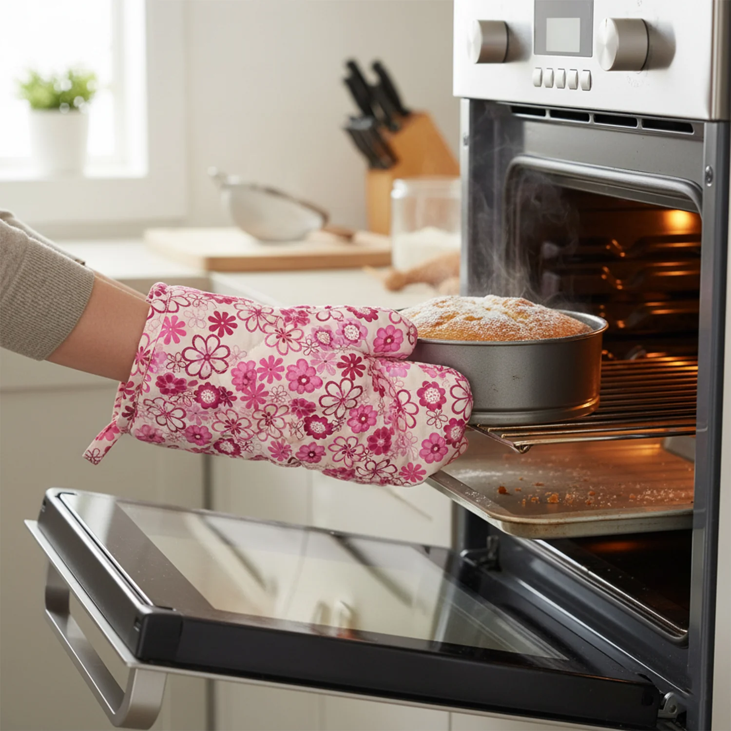 Designer Multicoloured Oven Mitt and Pot Holder (24 Cm) - Image 9