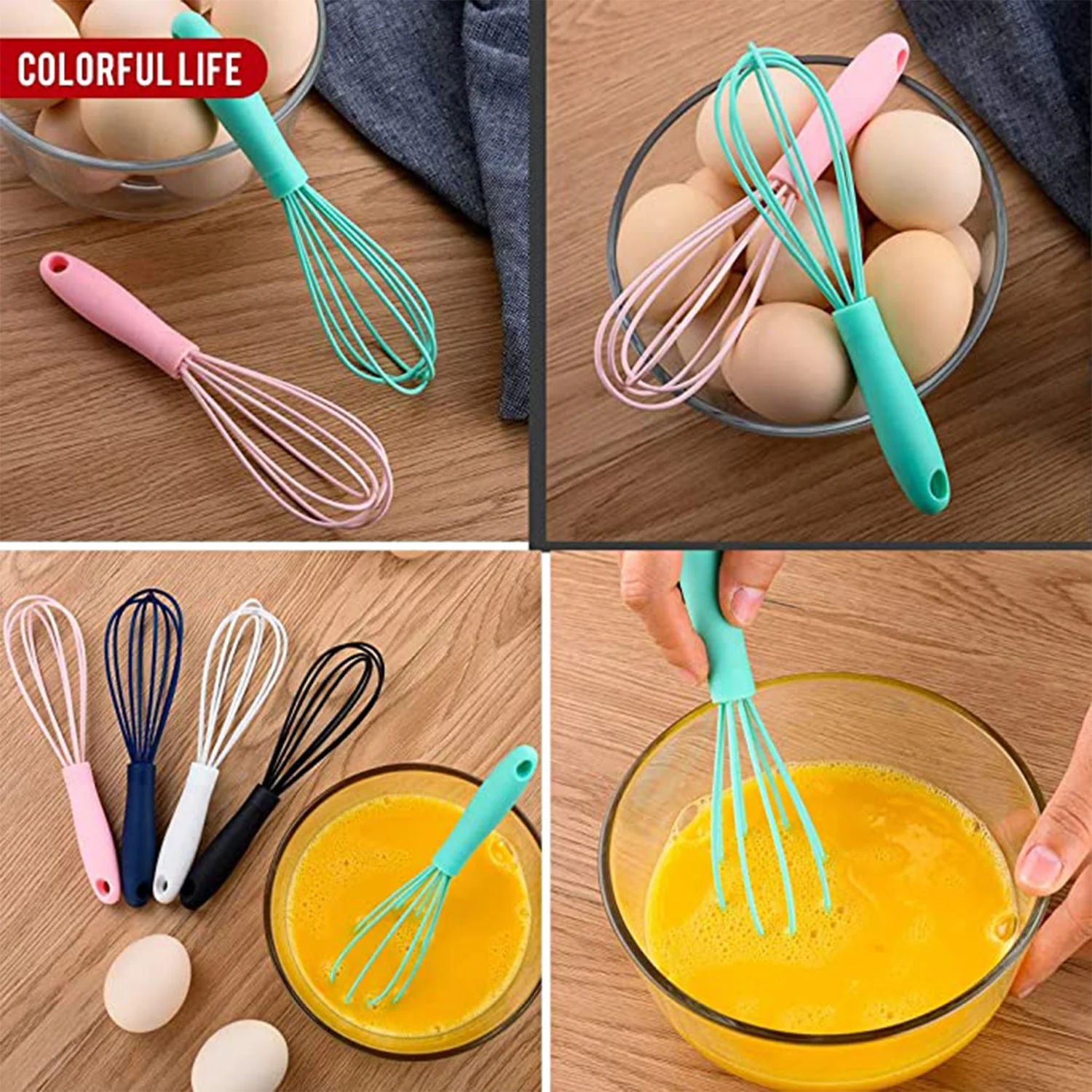 Manual Whisk Mixer – Silicone Cream Whisk, Rotary Egg Beater for Kitchen Baking - Image 4