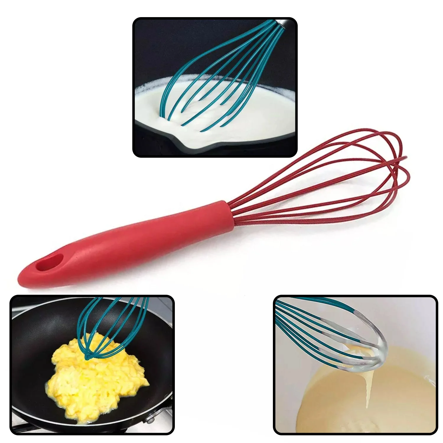 Manual Whisk Mixer – Silicone Cream Whisk, Rotary Egg Beater for Kitchen Baking - Image 6