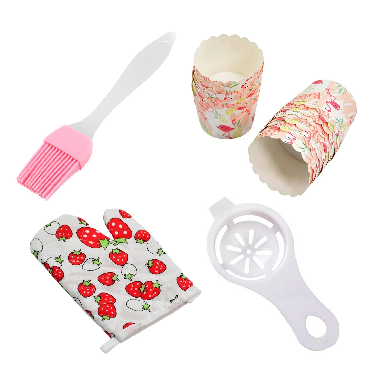 Kitchen tools 4 Pc Silicone Brush, Baking Gloves, Egg Separator and 25 Pc Paper Cup (1 Set) - Image 4