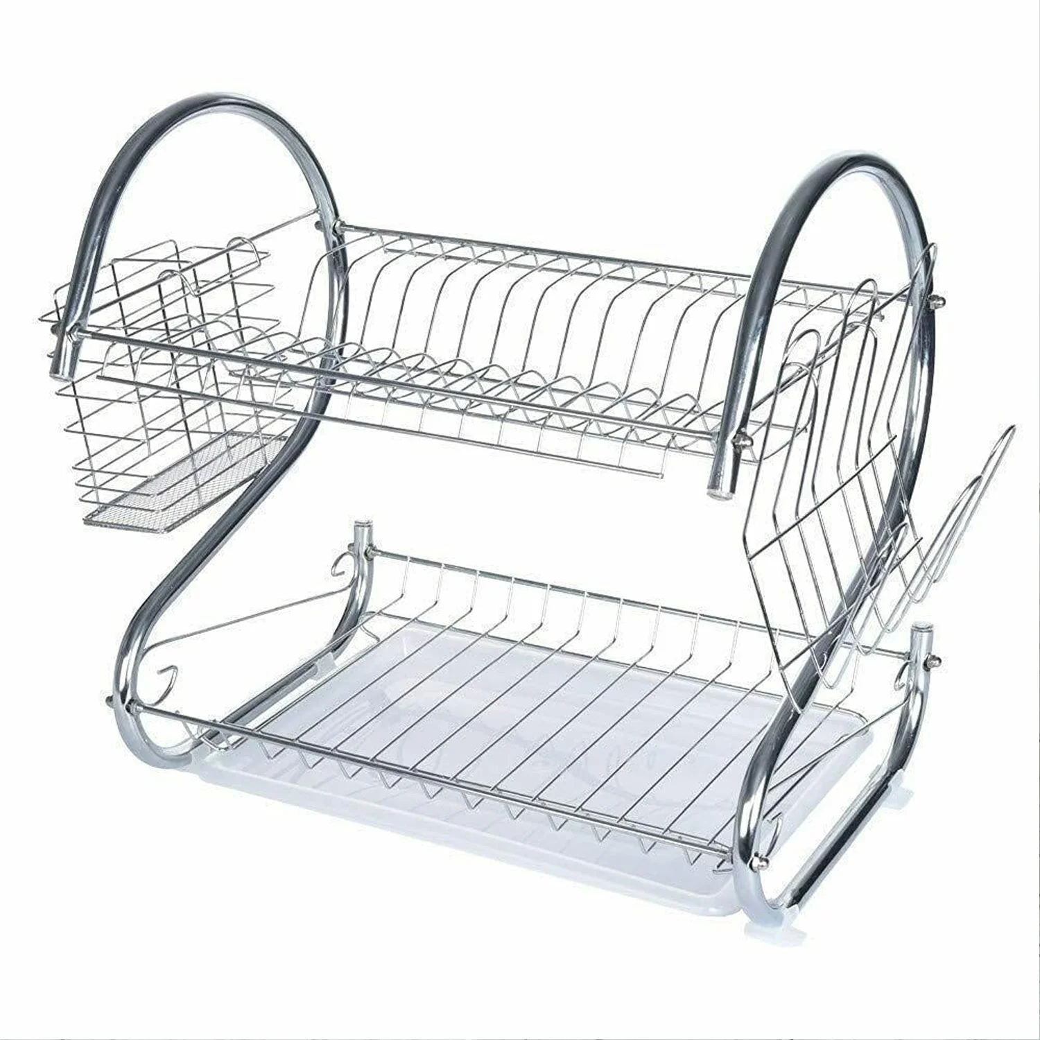 Stainless Steel 2 Layer Kitchen Dish Rack / Plate Cutlery Stand - Image 4