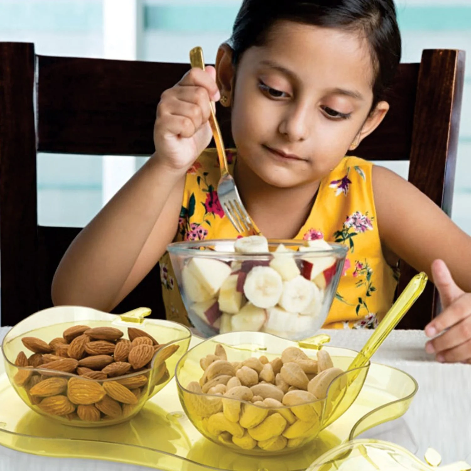 Apple Shape 2Pc Serving Set of Bowl with Spoon & Tray Dinnerware Serving Snacks & Pickle - Image 7