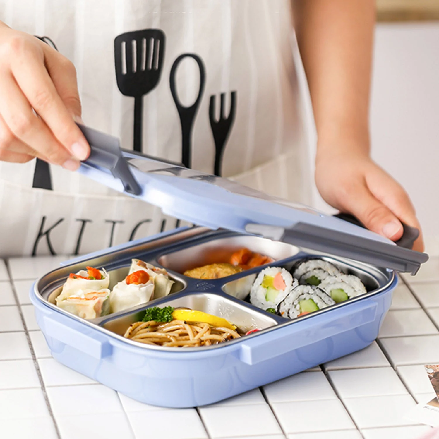 Black Transparent 4 Compartment Lunch Box - Image 6