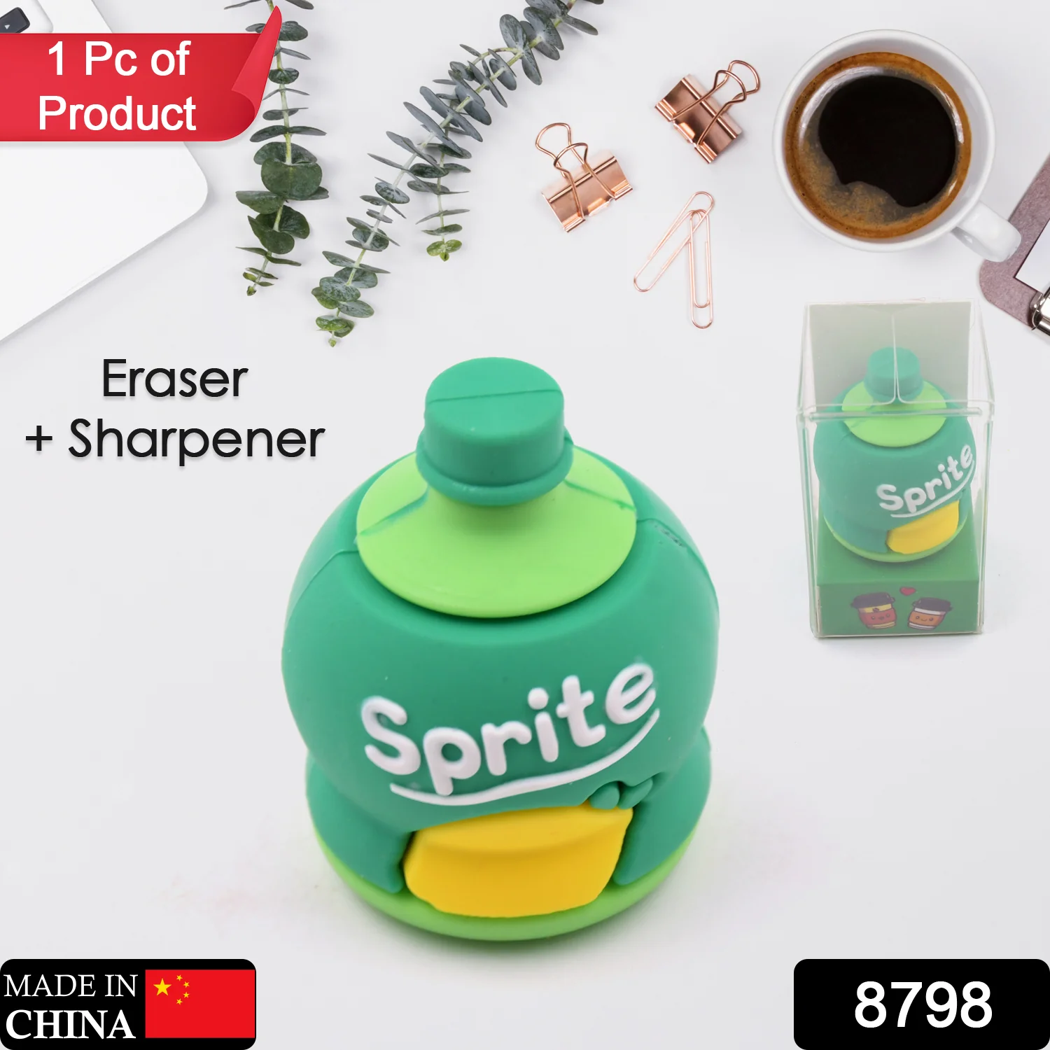 2-in-1 3D Cold Drink Bottle Shape Rubber Pencil  Set, Boys Girls Gifts (1 Pc ) - Image 2