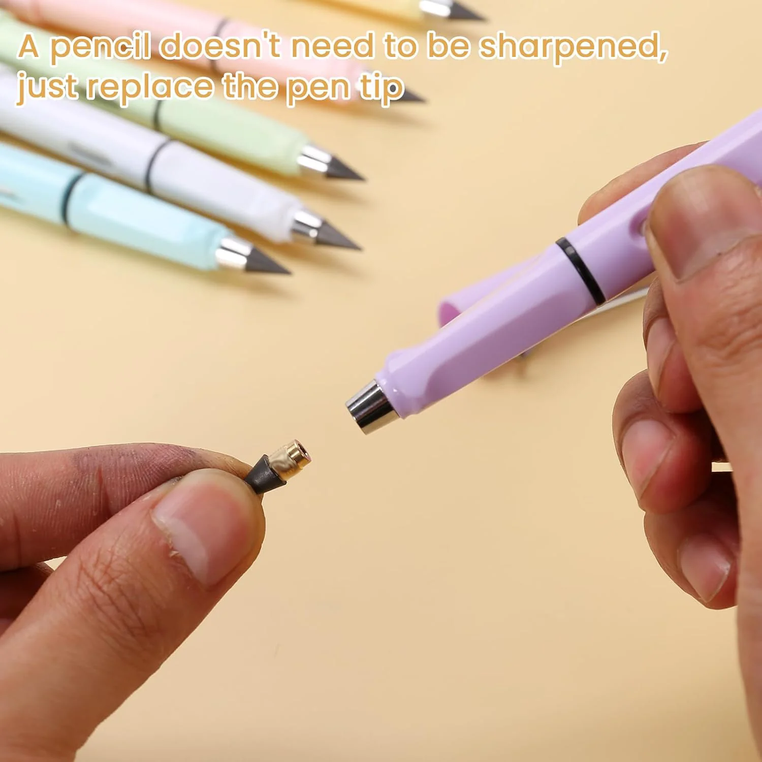 2In1 Everlasting Pencil Replaceable Head With Eraser (2 Pc / Mix Color) - Image 4