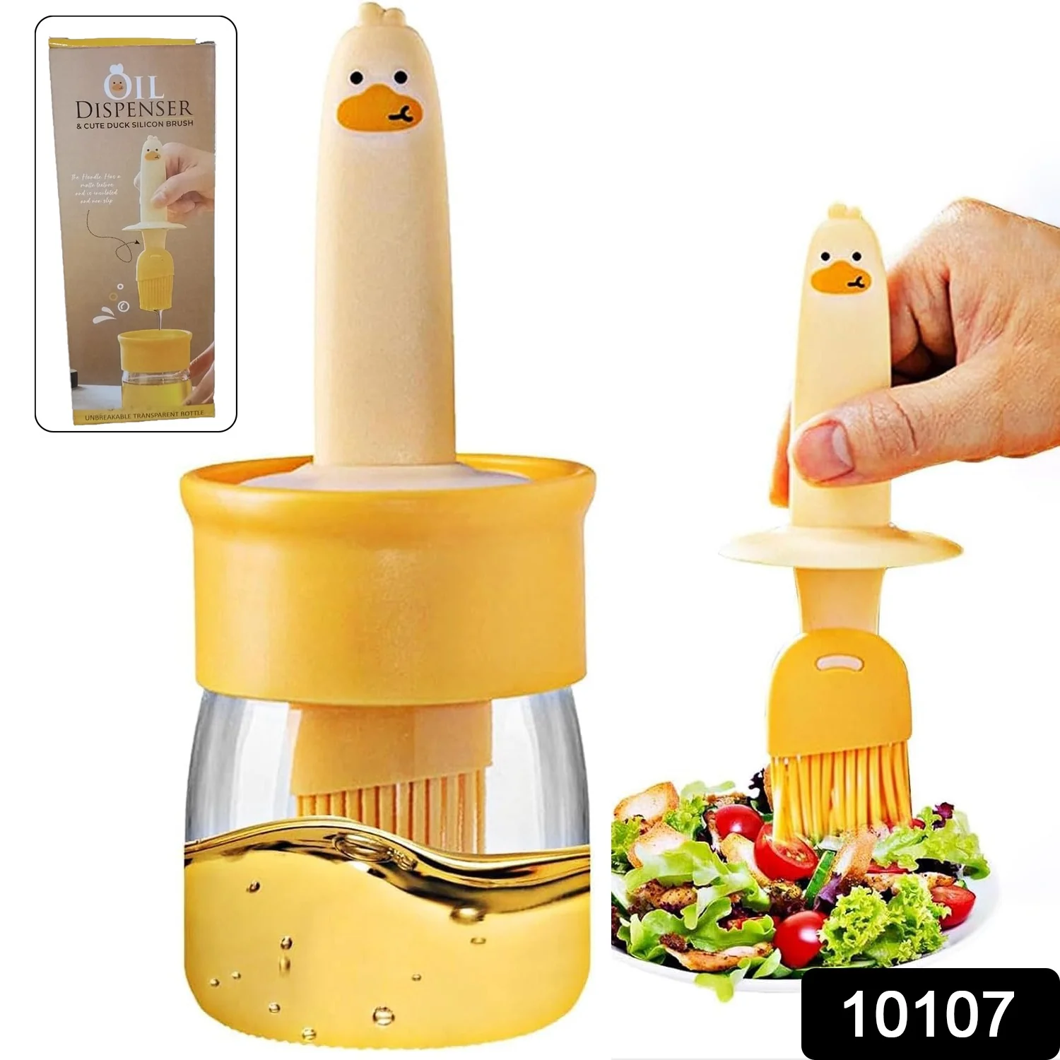 Plastic 2 in 1 Oil Dispenser Bottle with Silicone Basting Brush (1 Set) - Image 3