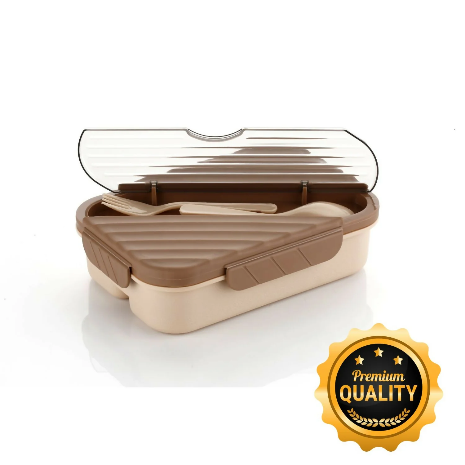 3 Compartment Lunch Box With Spoon and Fork Space - Image 2