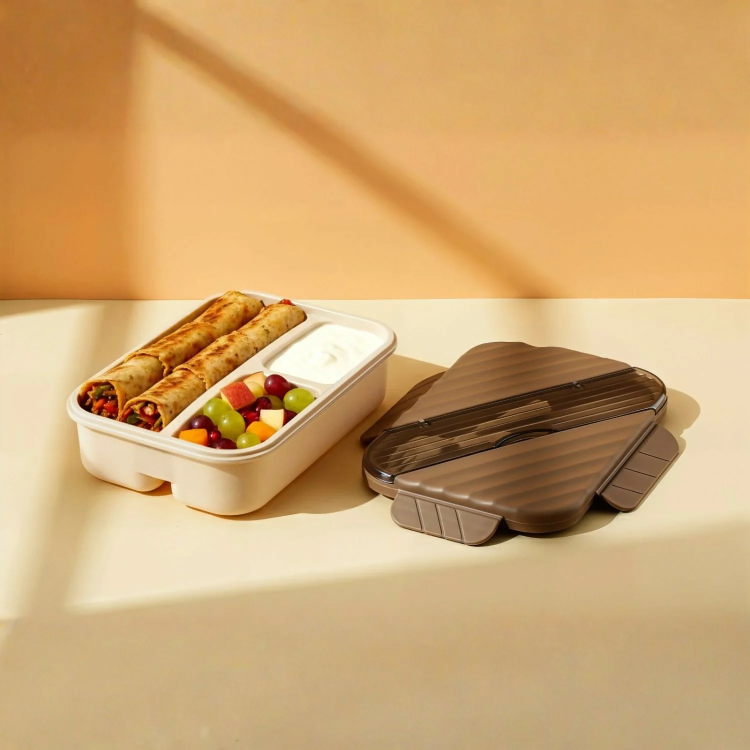 3 Compartment Lunch Box With Spoon and Fork Space - Image 4