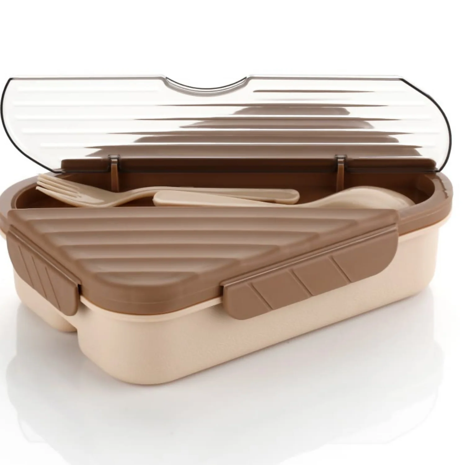 Lunch Box with Spoon & Fork Leak Proof Bento Lunch Box for Kids & Adults (3 Compartment) - Image 3