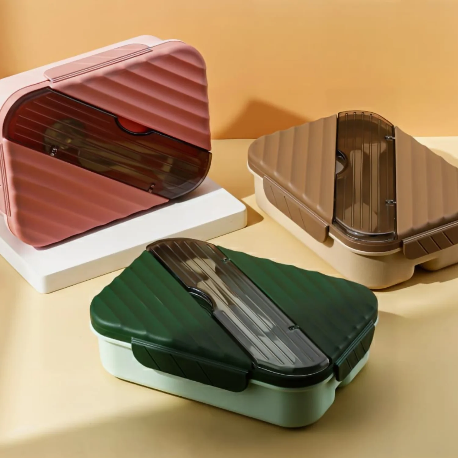 Lunch Box with Spoon & Fork Leak Proof Bento Lunch Box for Kids & Adults (3 Compartment) - Image 4