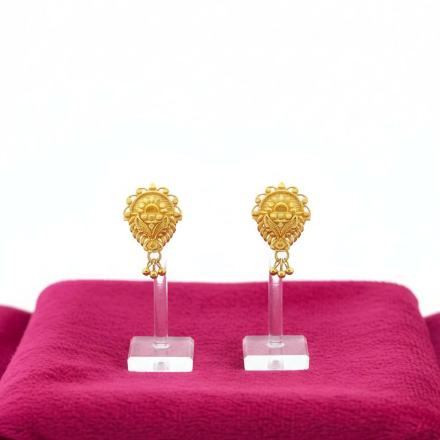 3 Drops Golden Earrings for Women & Girls – Traditional Fancy Jewellery Gift - Image 3