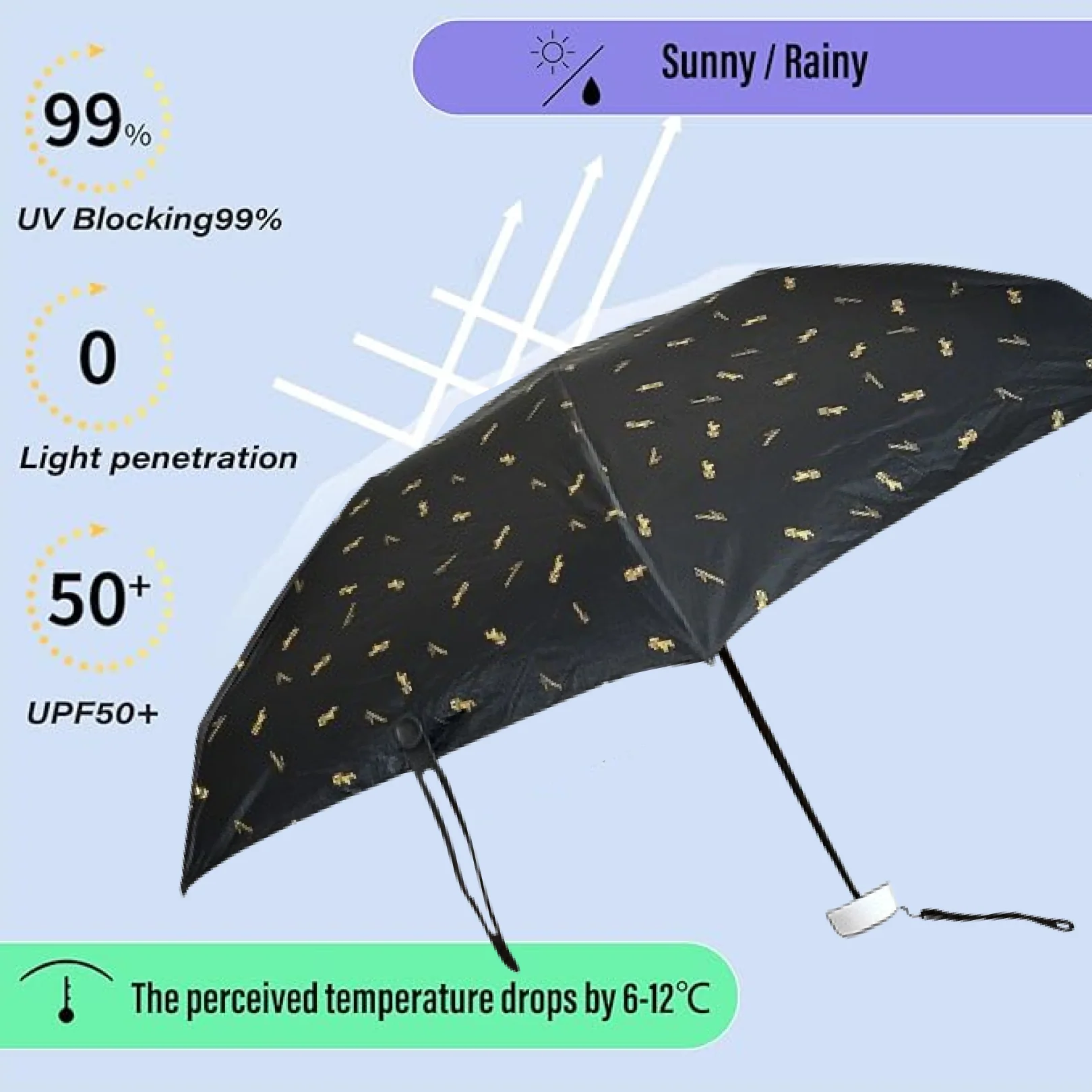 3-Fold Cute Umbrella – Sun & Rain Protection, UV Shield (1 Pc / With Zip Case) - Image 4